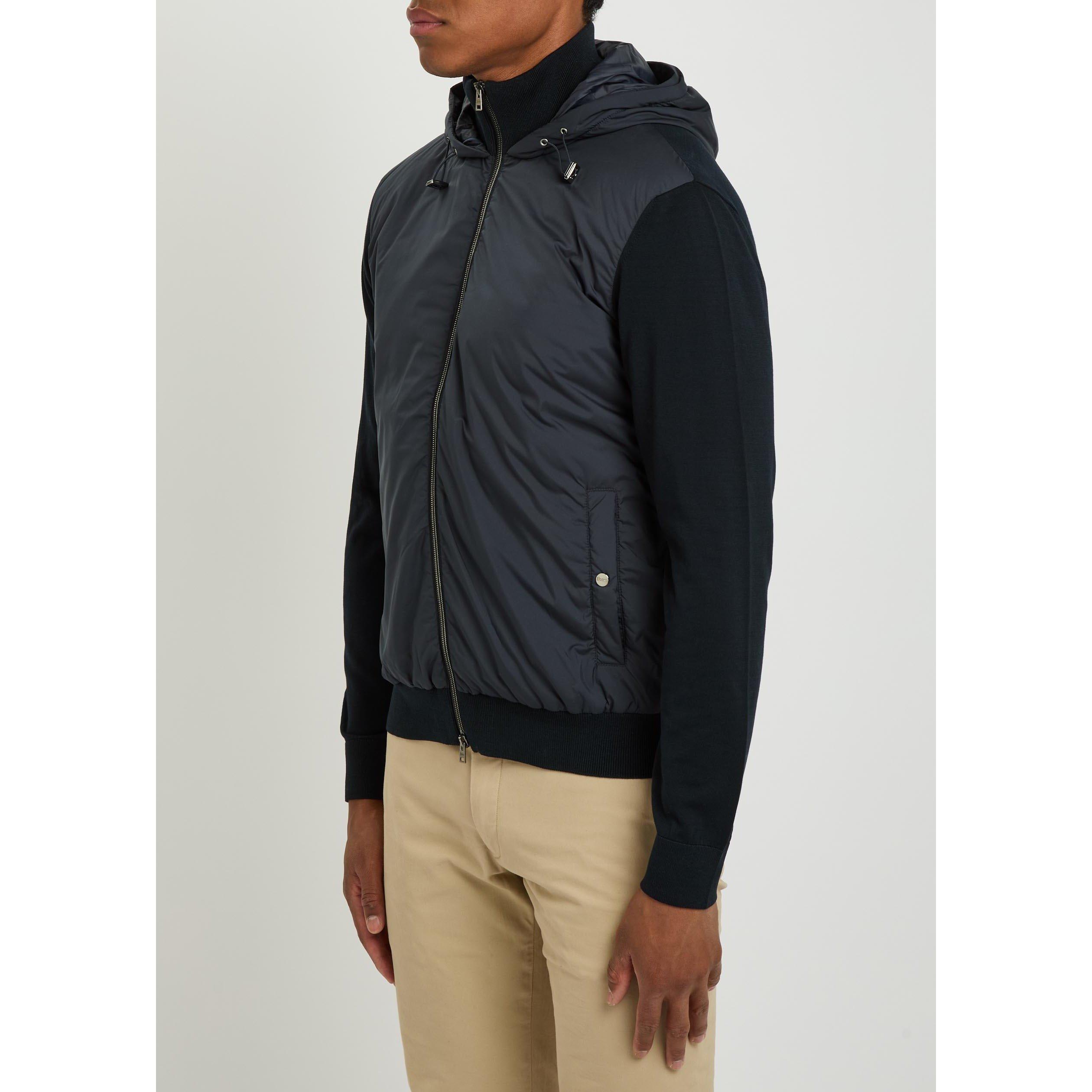 NAVY - Herno - Men's Cotton Hooded Full-Zip Slim-Fit Hybrid Jacket - 2