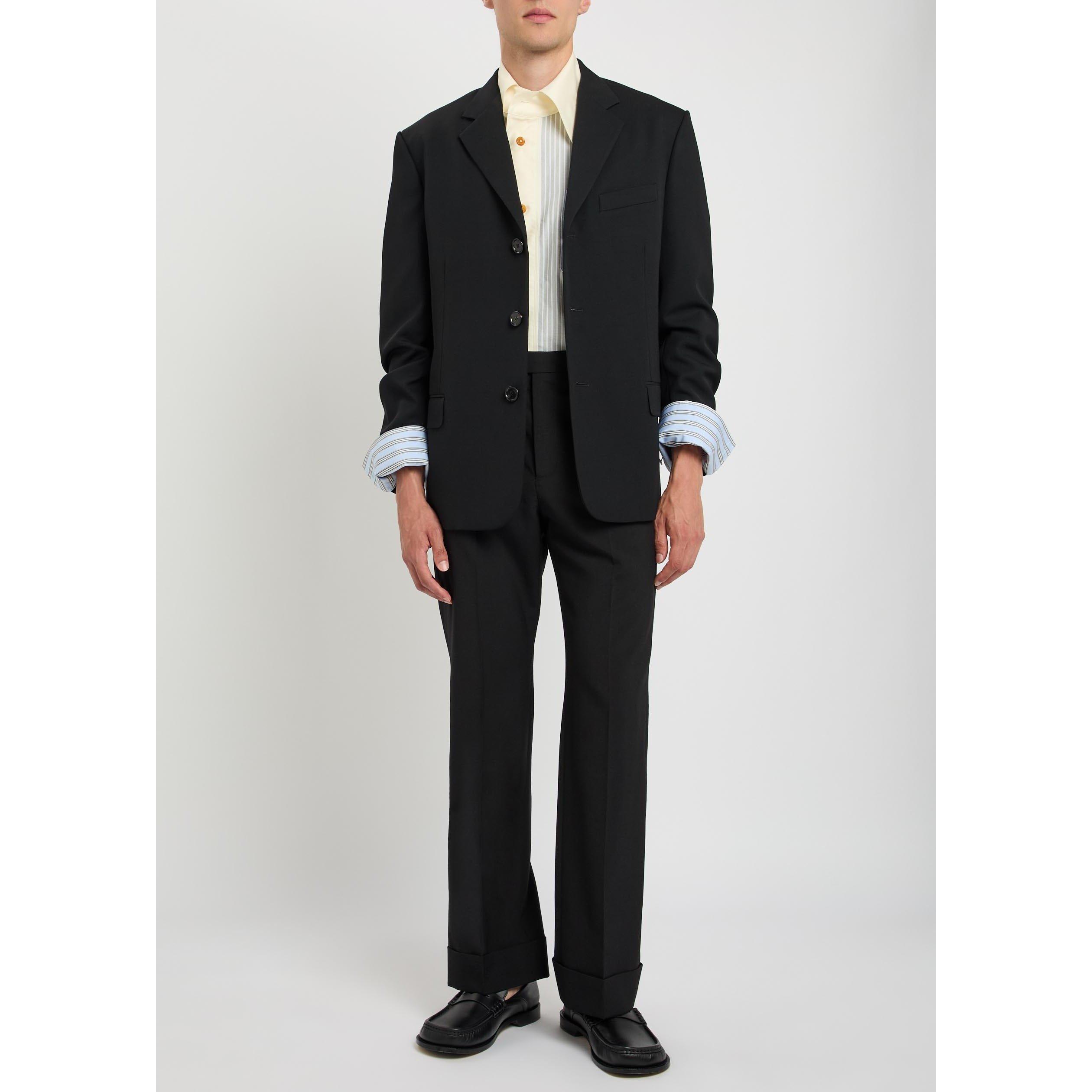 BLACK - LOEWE - Men's Wool Oversized-Fit Blazer - 5
