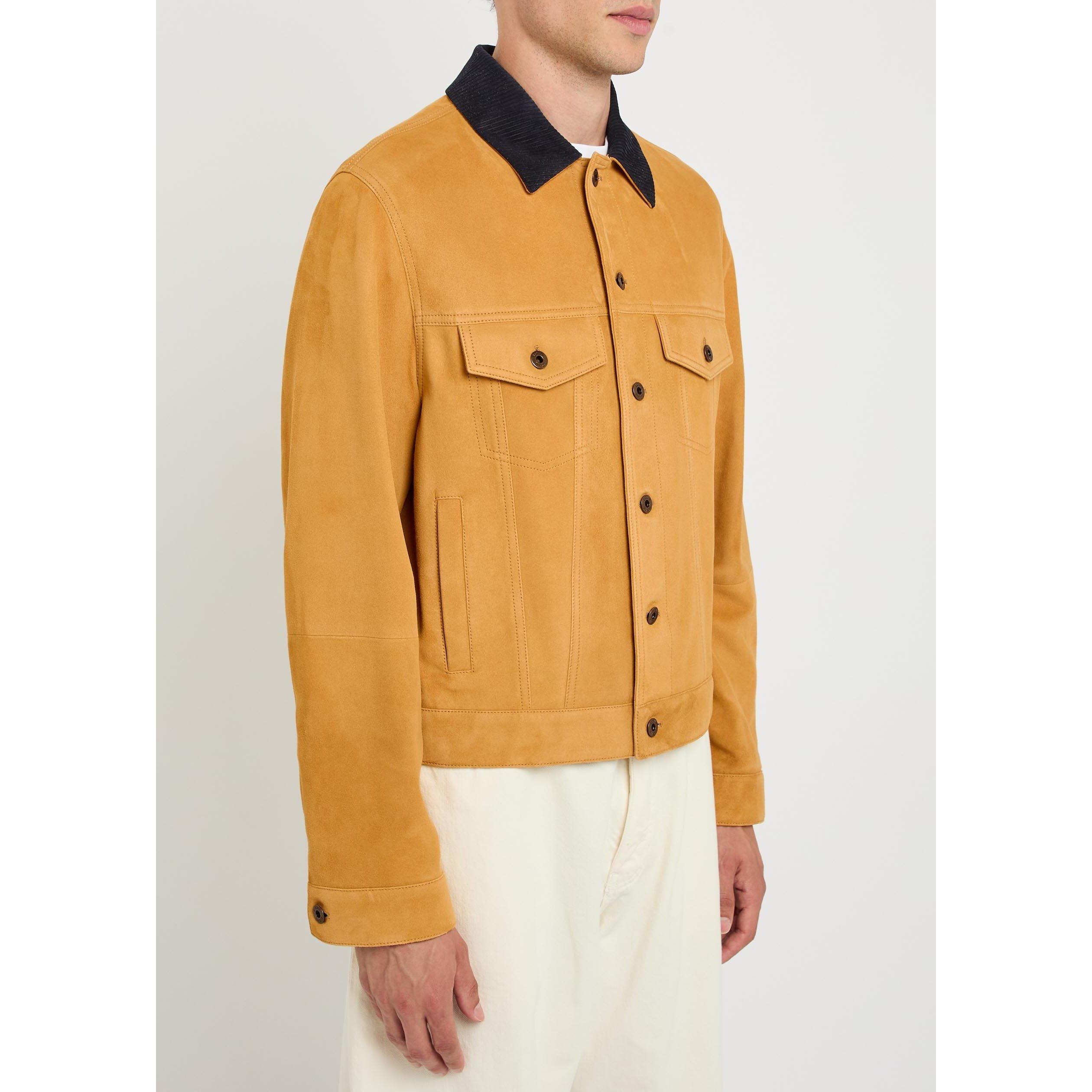 CAMEL - LOEWE - Men's Trucker Suede Leather Jacket - 2