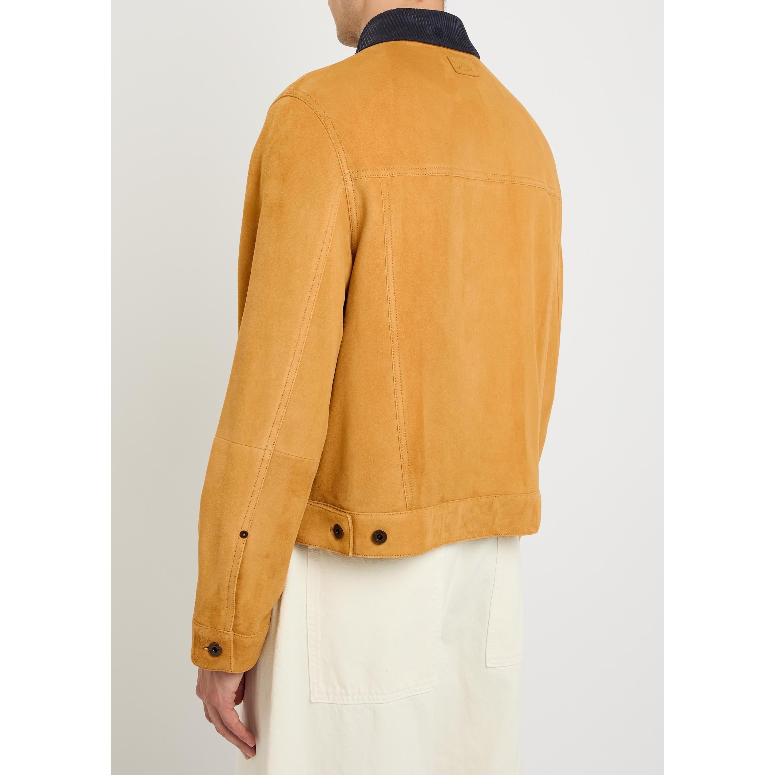 CAMEL - LOEWE - Men's Trucker Suede Leather Jacket - 3