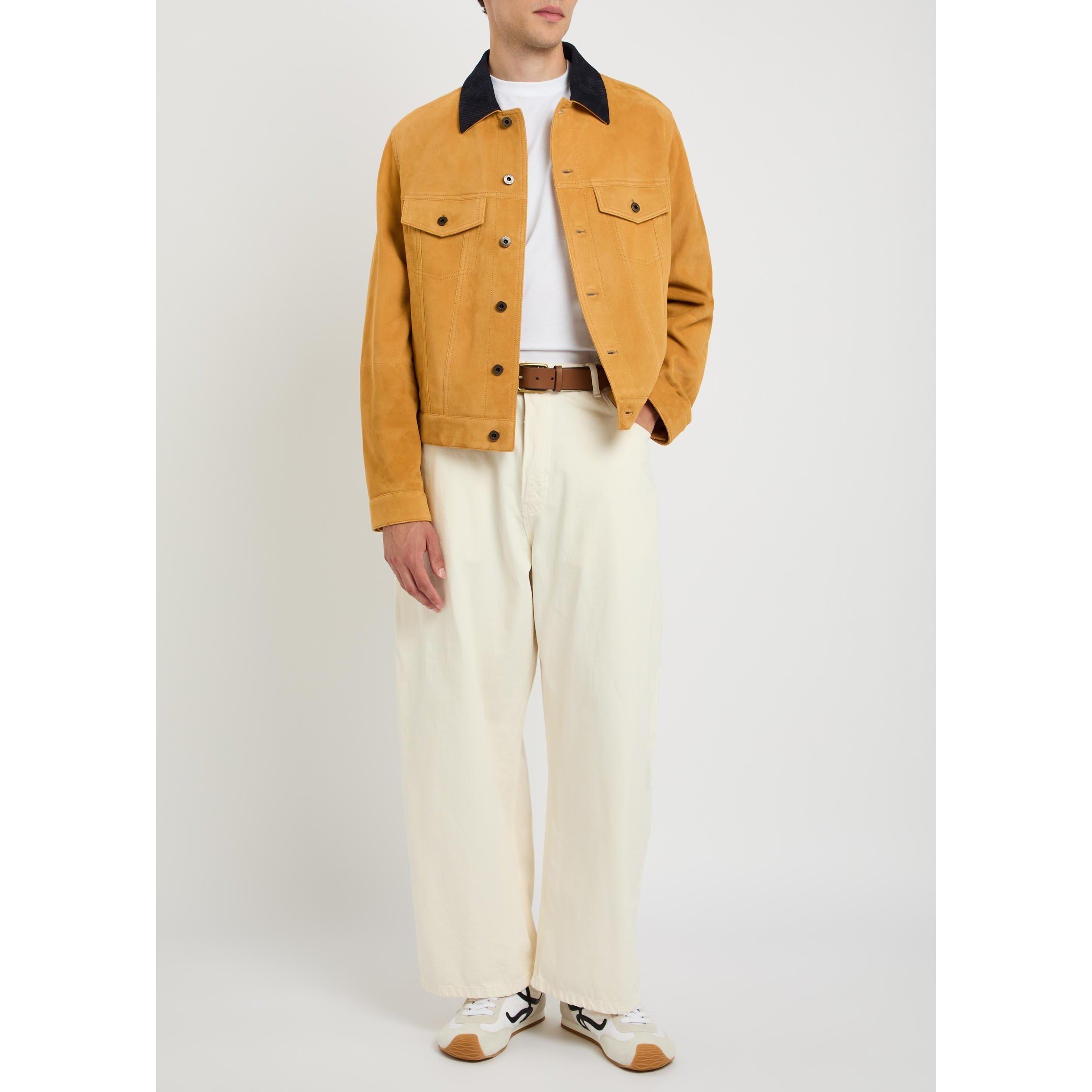 CAMEL - LOEWE - Men's Trucker Suede Leather Jacket - 5