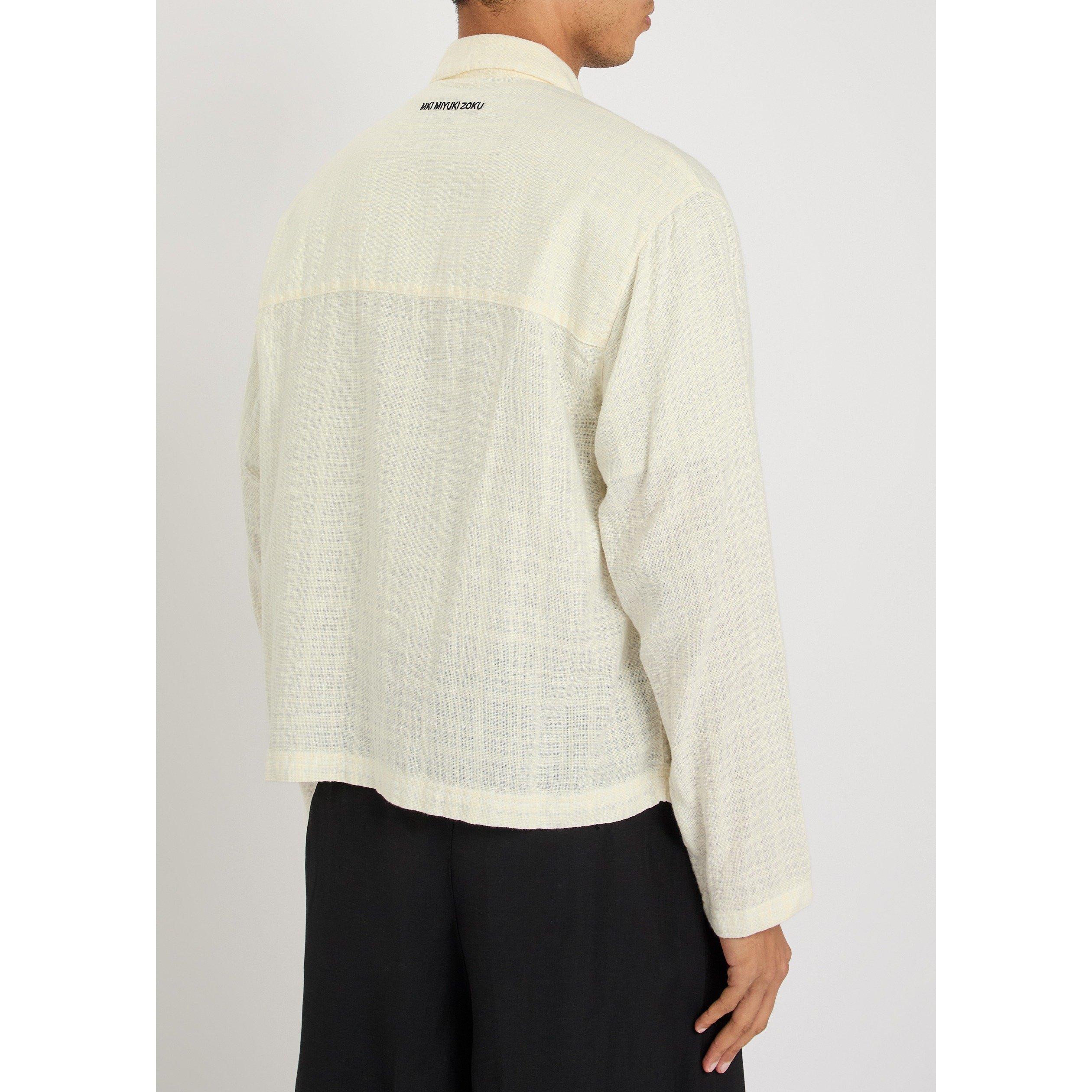WHITE    SHADE  - MKI MIYUKI ZOKU - Men's Loose Weave Rider Cotton Oversized-Fit Overshirt - 3
