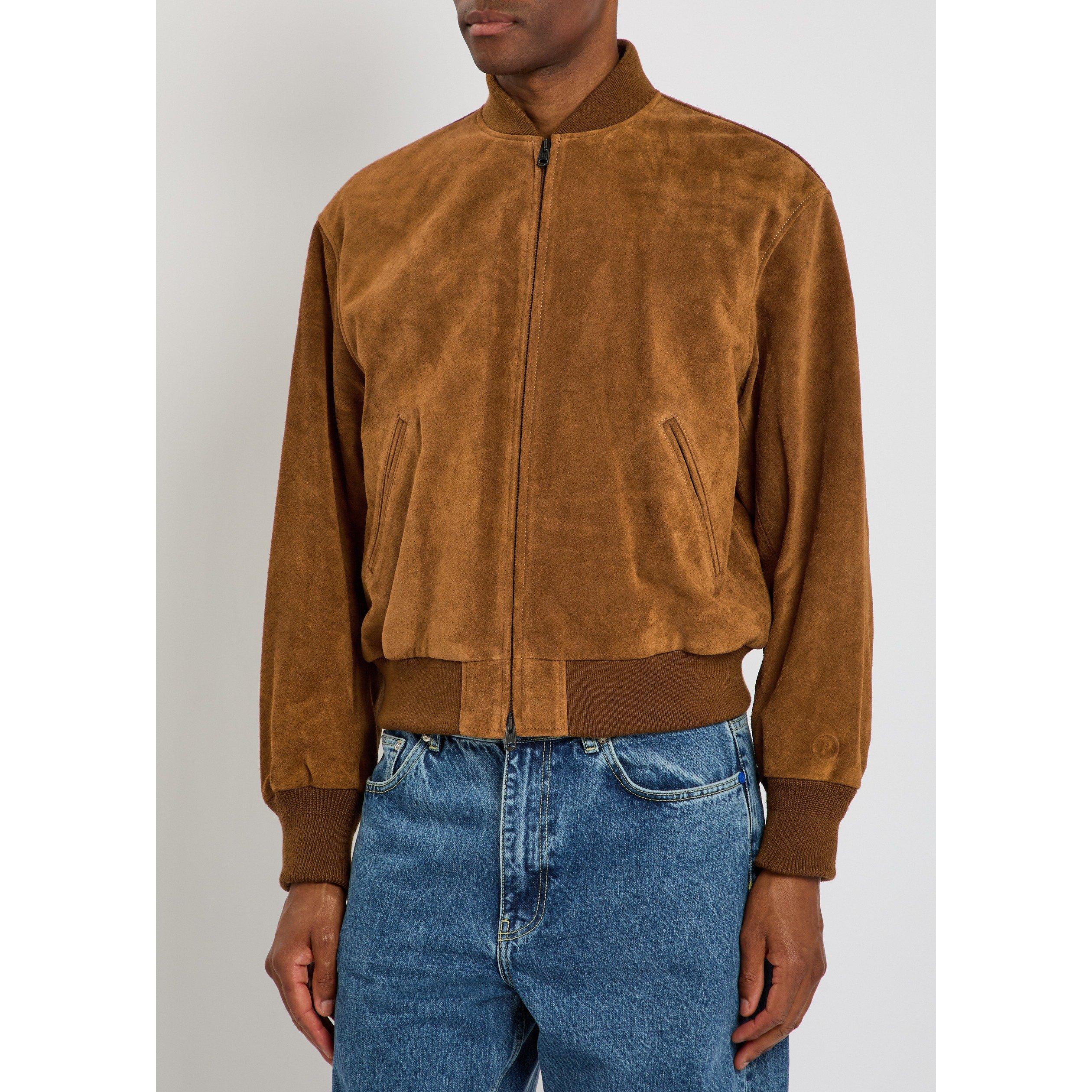 BROWN - PICANTE - Men's Suede Bomber Jacket - 2