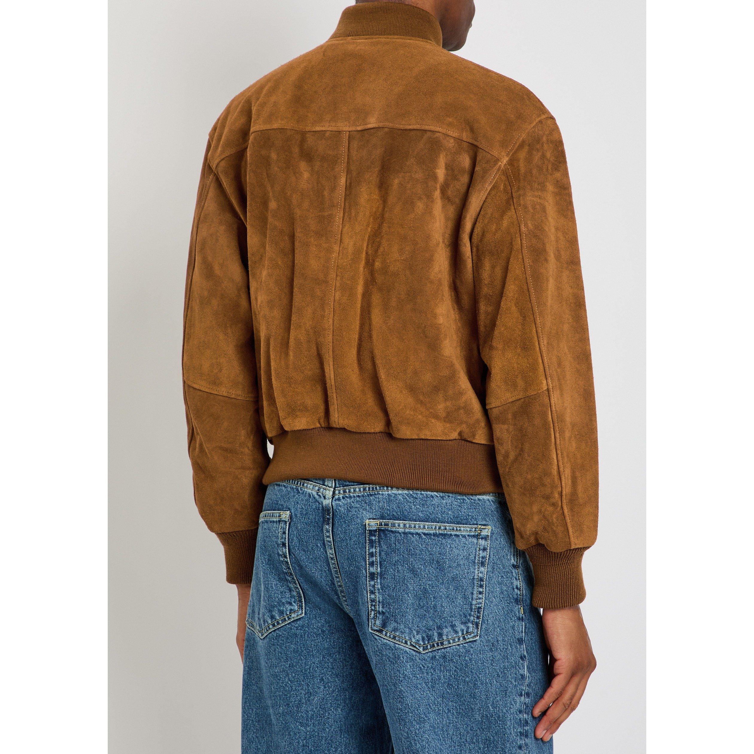BROWN - PICANTE - Men's Suede Bomber Jacket - 3