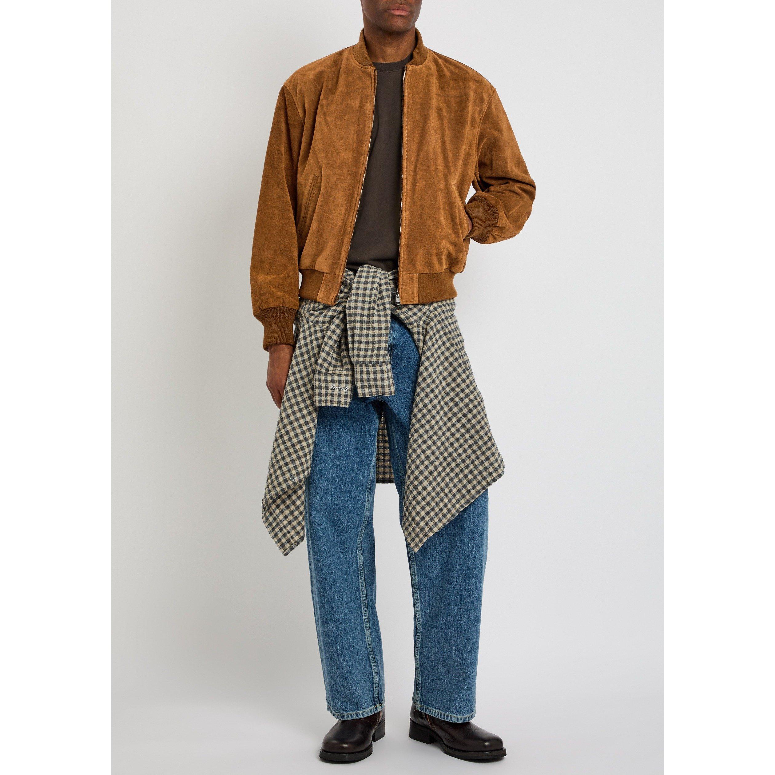 BROWN - PICANTE - Men's Suede Bomber Jacket - 5