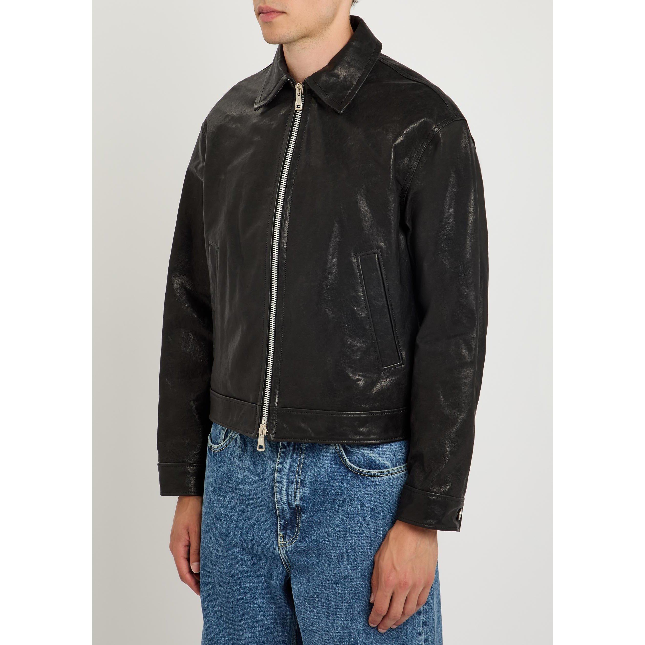 BLACK - PICANTE - Men's Oversized-Fit Leather Jacket - 2