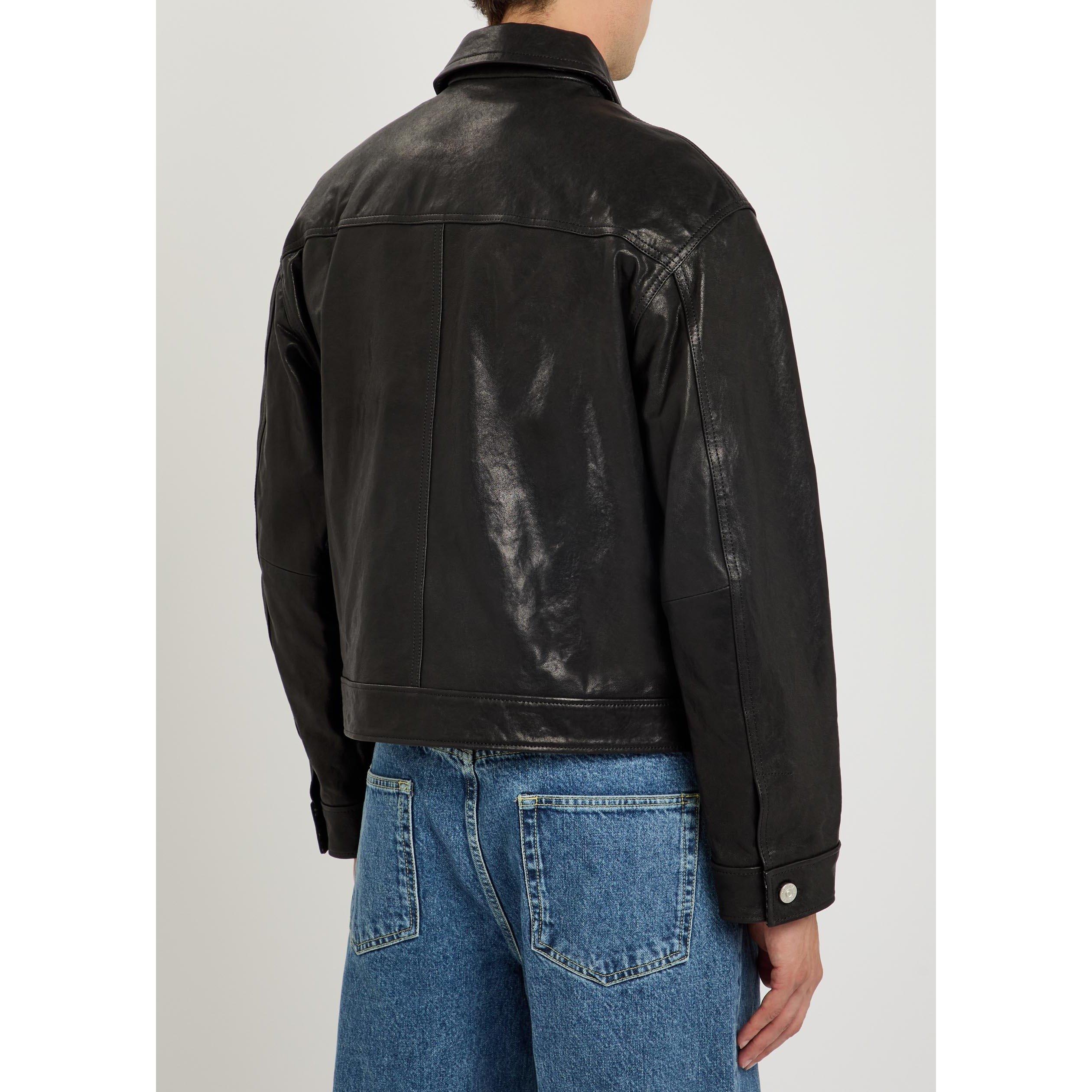 BLACK - PICANTE - Men's Oversized-Fit Leather Jacket - 3