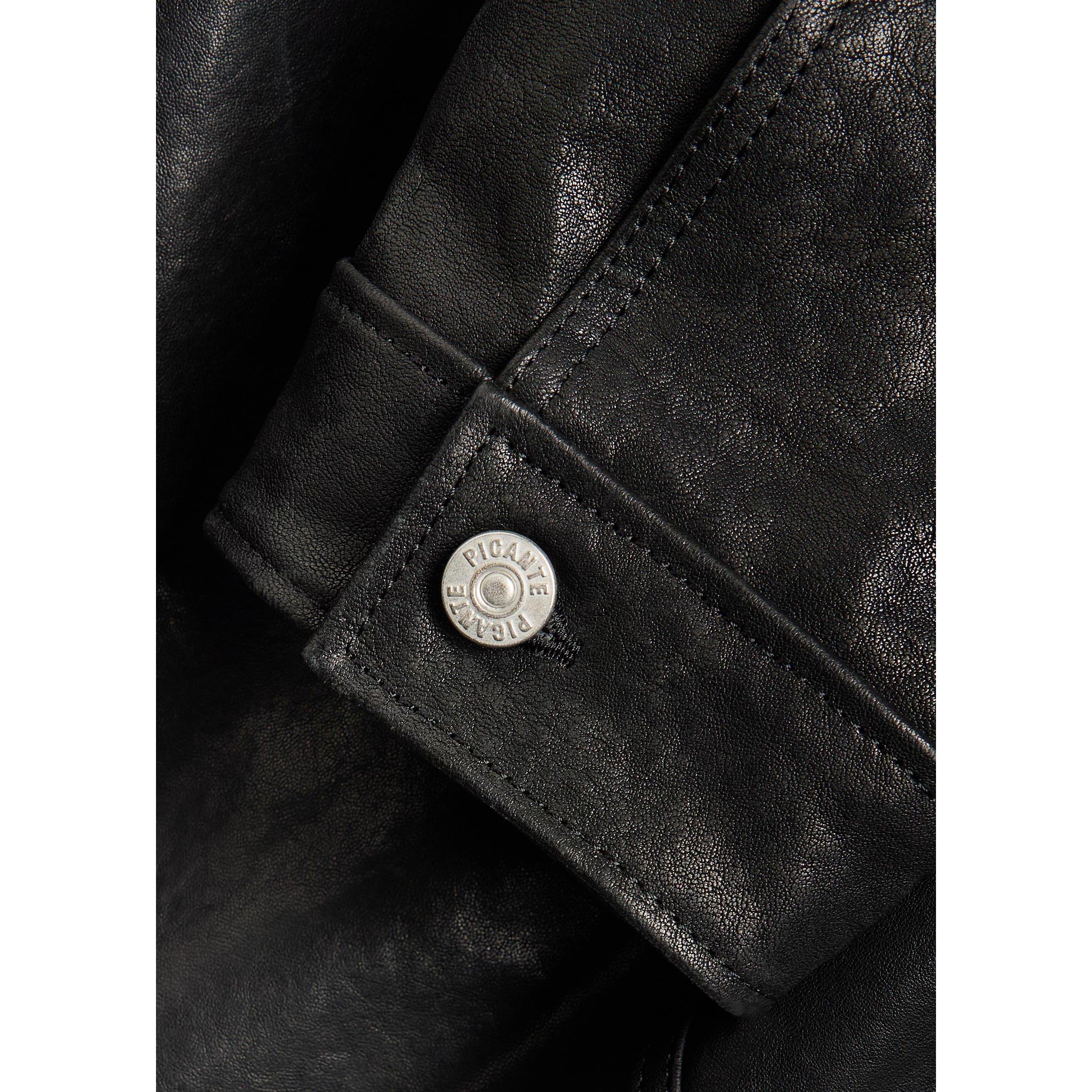 BLACK - PICANTE - Men's Oversized-Fit Leather Jacket - 4