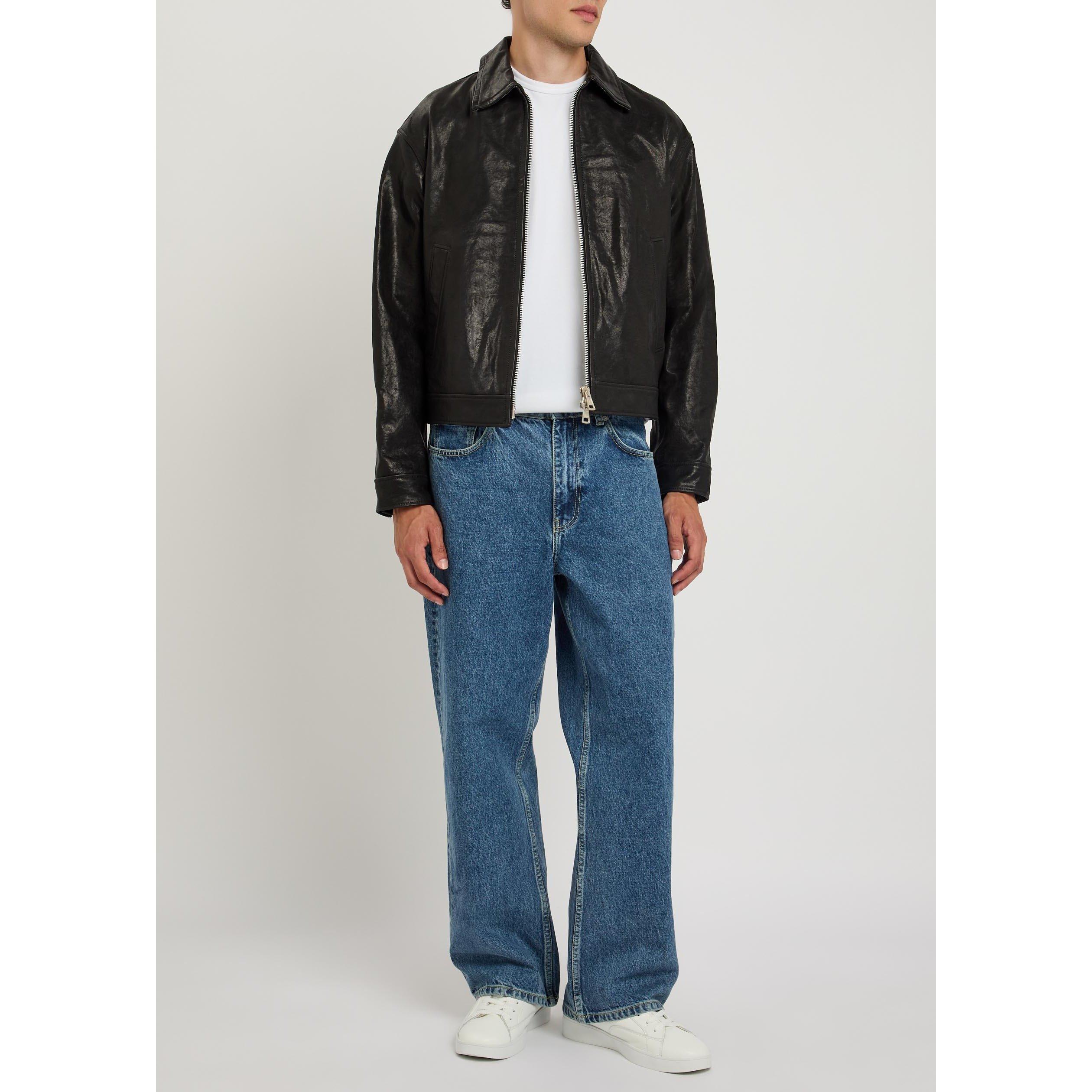 BLACK - PICANTE - Men's Oversized-Fit Leather Jacket - 5