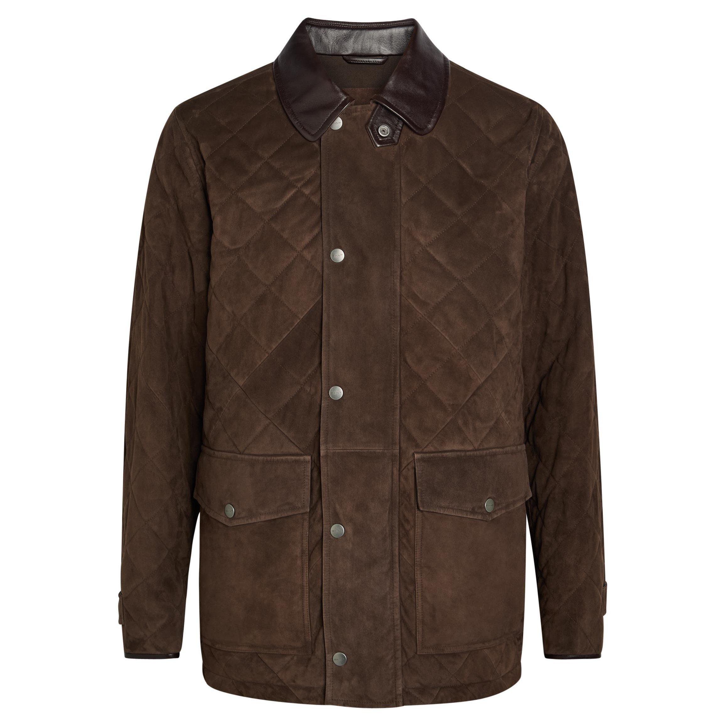 BROWN - Gant - Men's Quilted Suede Jacket - 1