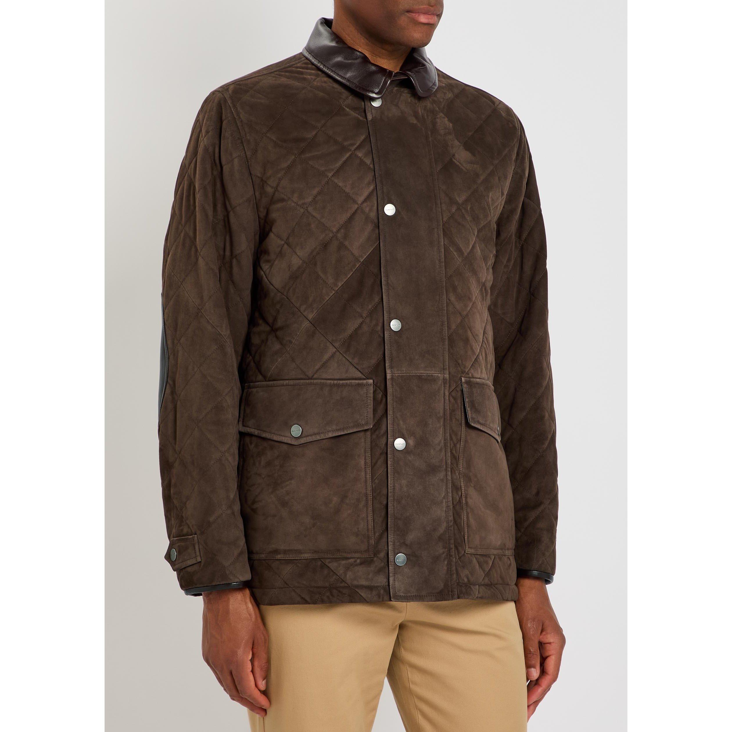 BROWN - Gant - Men's Quilted Suede Jacket - 2