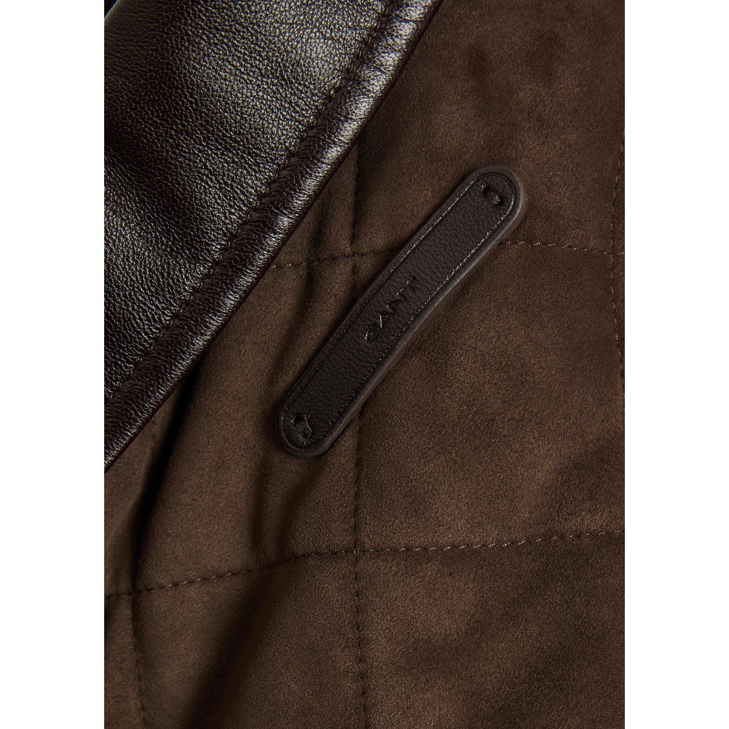 BROWN - Gant - Men's Quilted Suede Jacket - 4