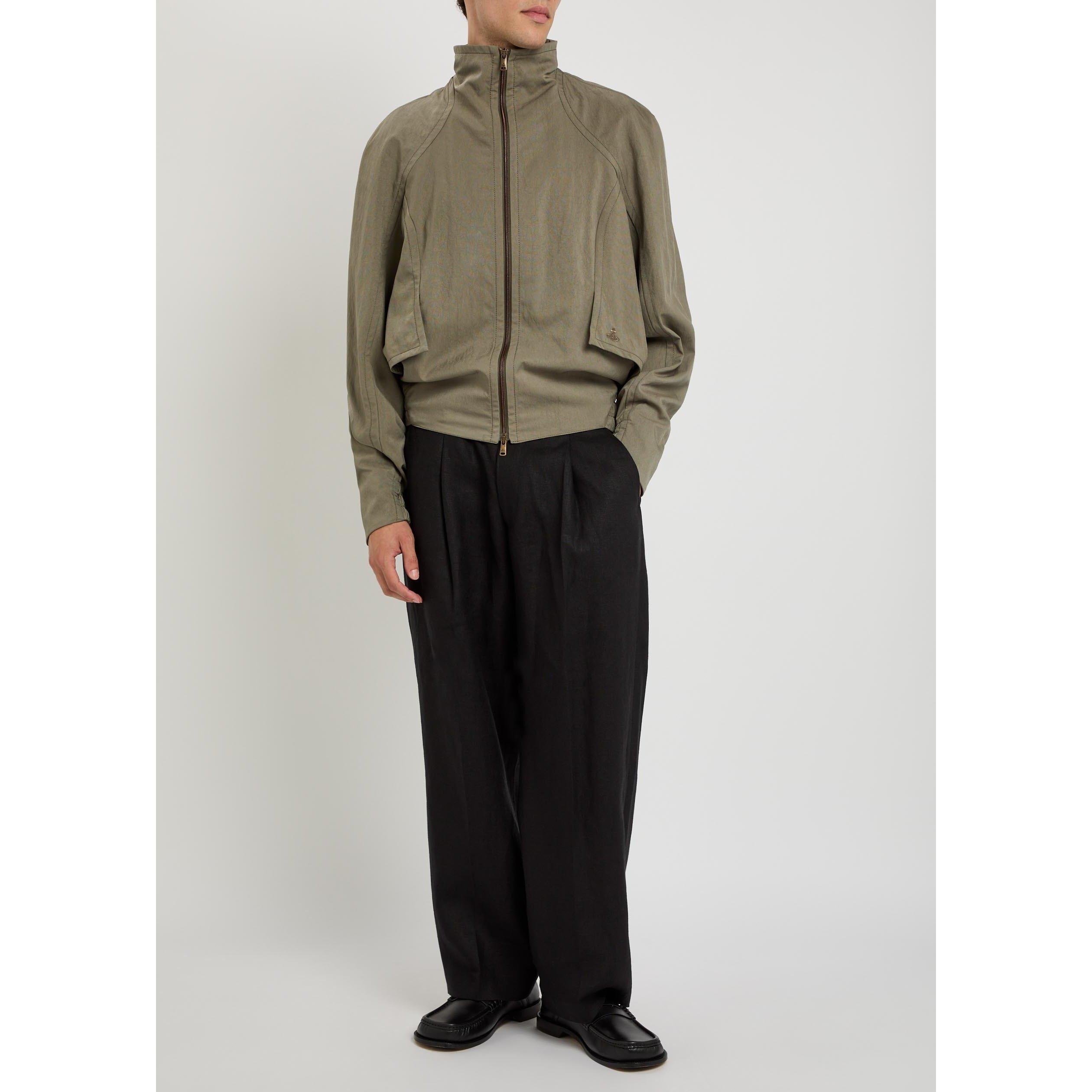 TAUPE - Vivienne Westwood - Men's Funnel-Neck Oversized-Fit Harrington Jacket - 5