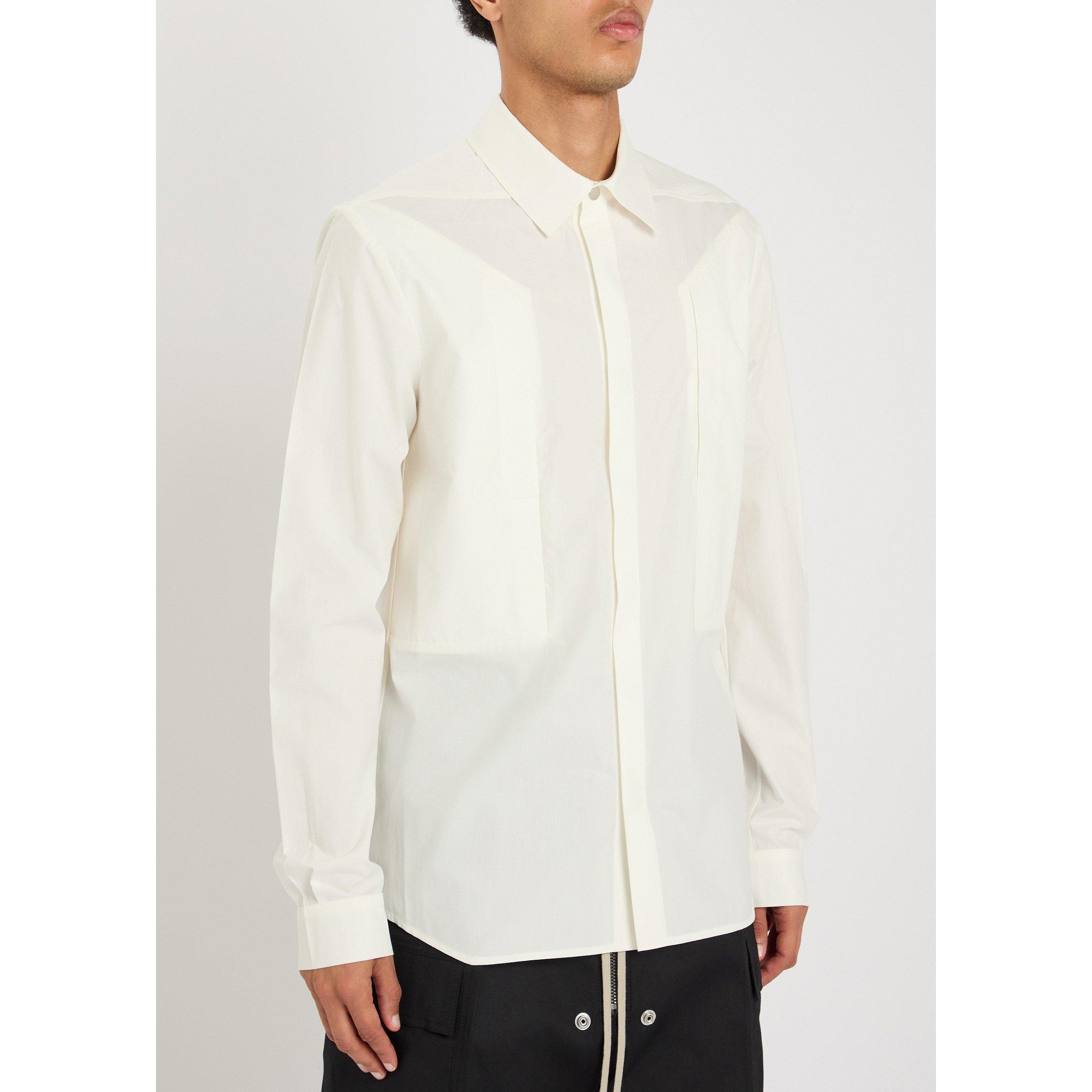 WHITE - Rick Owens - Men's Fog Pocket Cotton Overshirt - 2