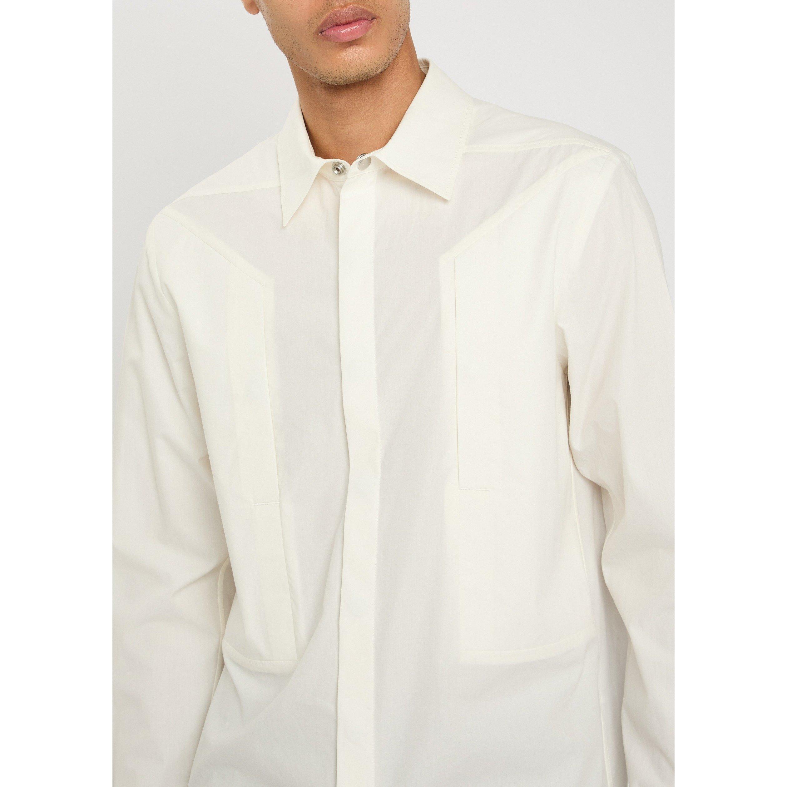 WHITE - Rick Owens - Men's Fog Pocket Cotton Overshirt - 4