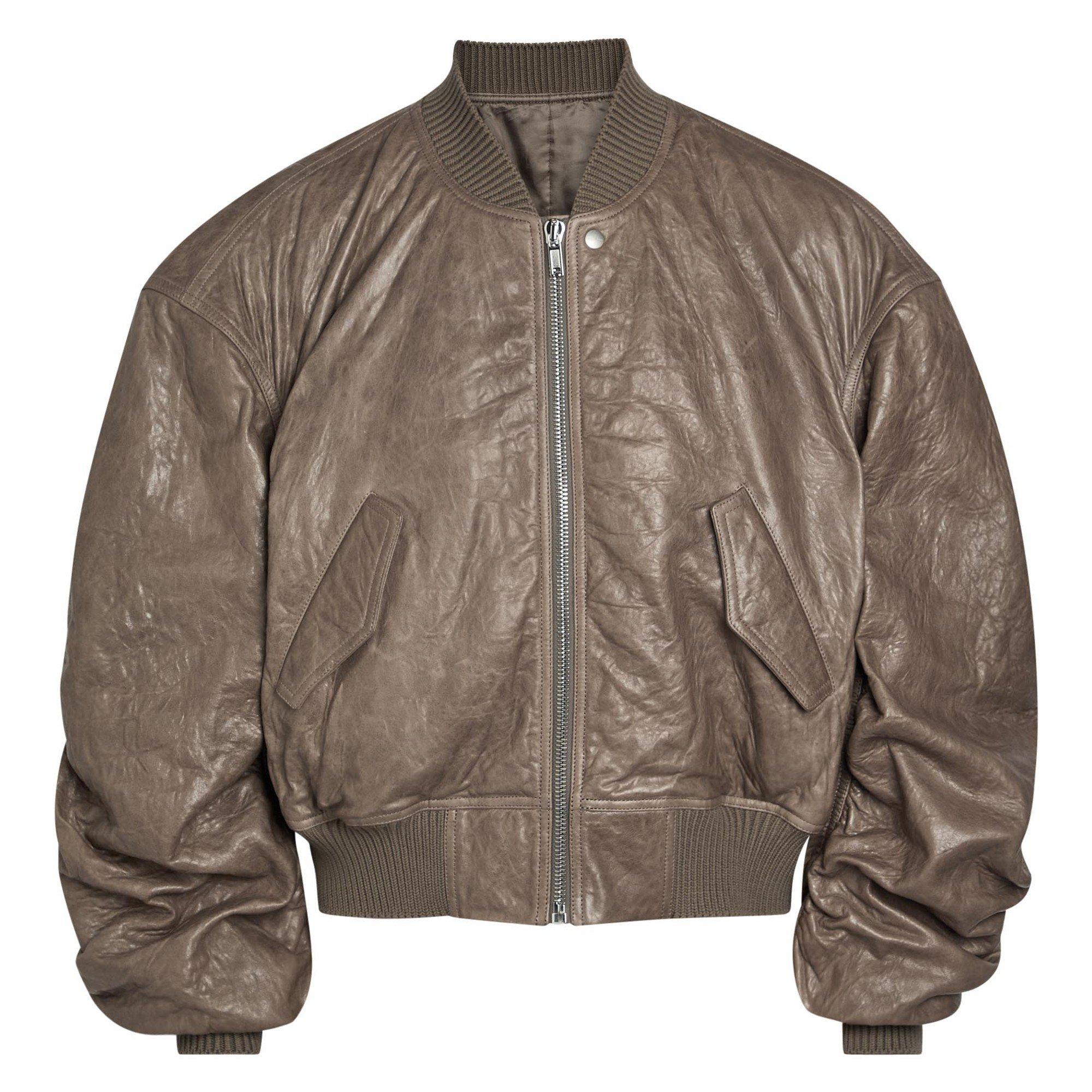 DARK GREY - Rick Owens - Men's Secchia Leather Bomber Jacket - 1