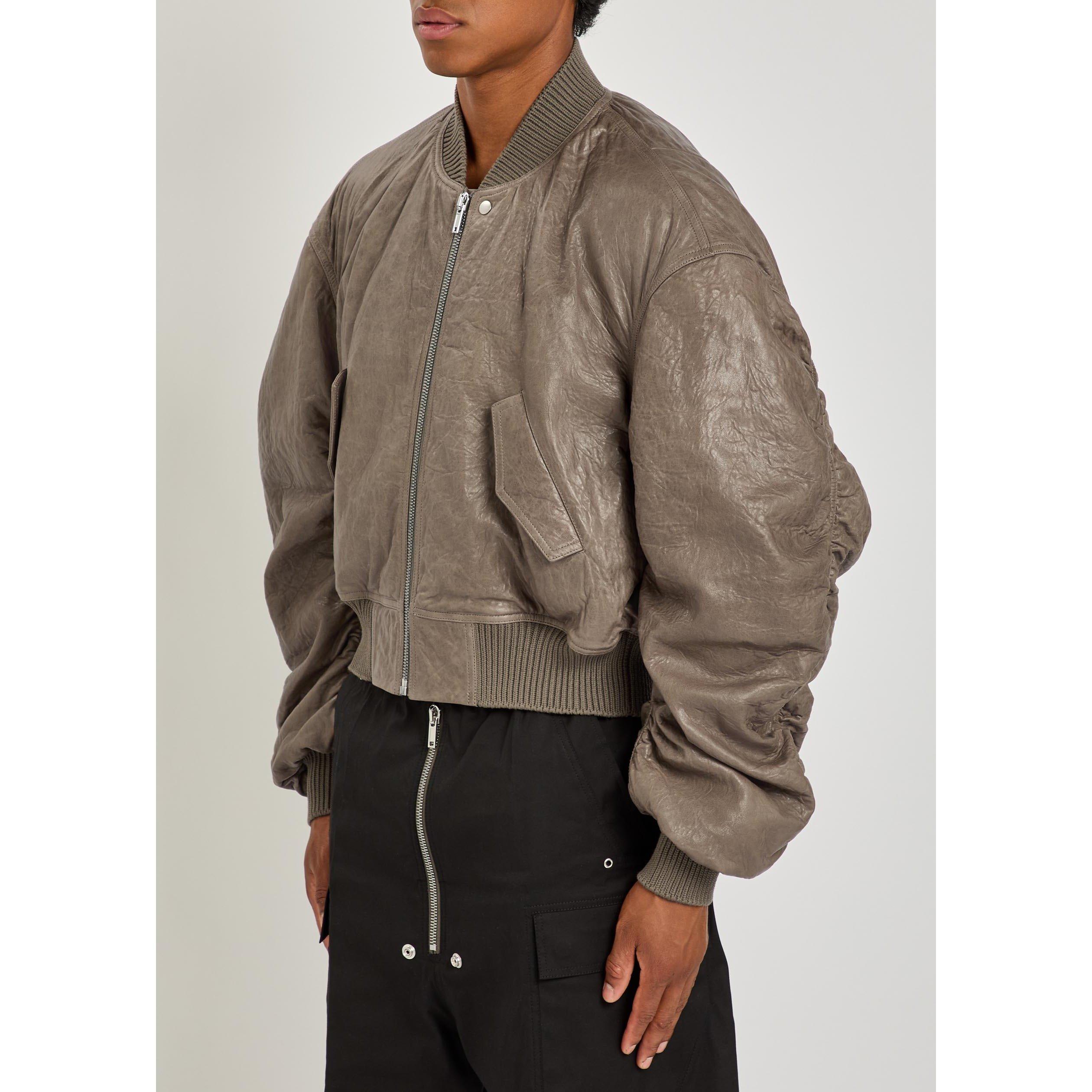 DARK GREY - Rick Owens - Men's Secchia Leather Bomber Jacket - 2