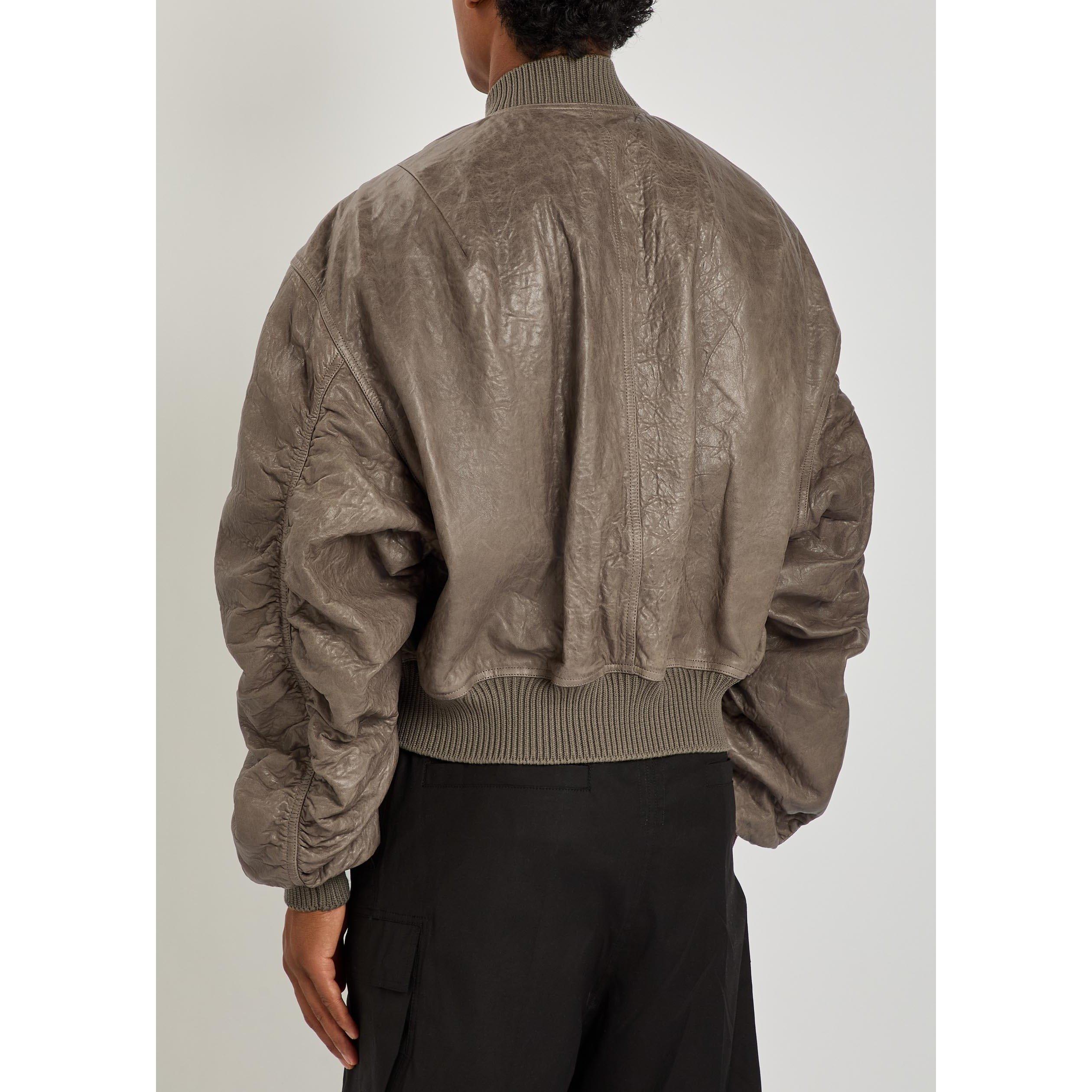 DARK GREY - Rick Owens - Men's Secchia Leather Bomber Jacket - 3