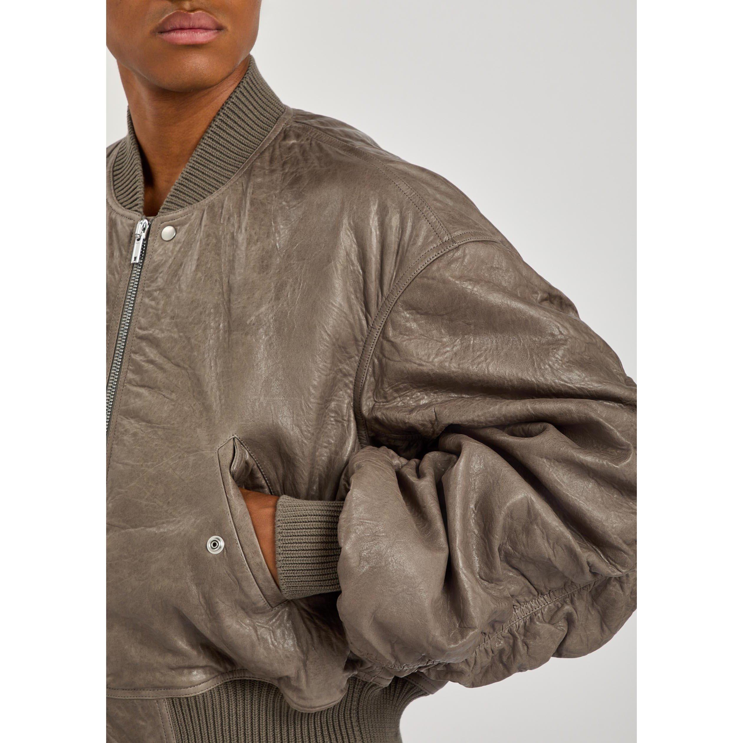 DARK GREY - Rick Owens - Men's Secchia Leather Bomber Jacket - 4