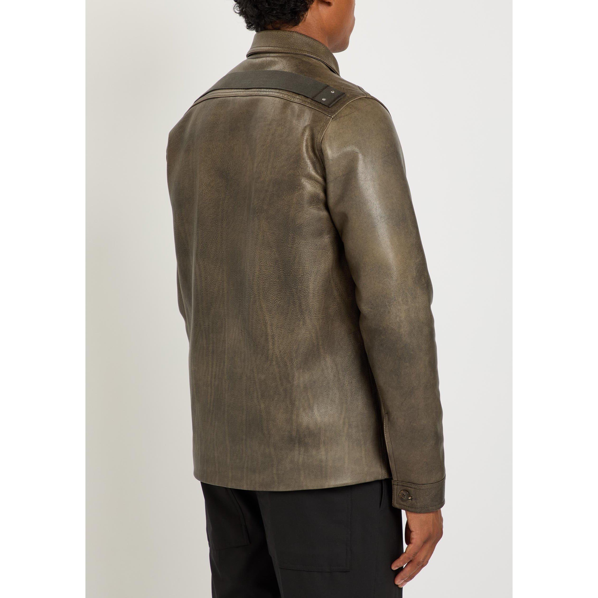 BLACK - Rick Owens - RO IN PELLE BUTTONED BRAD JACK - 3