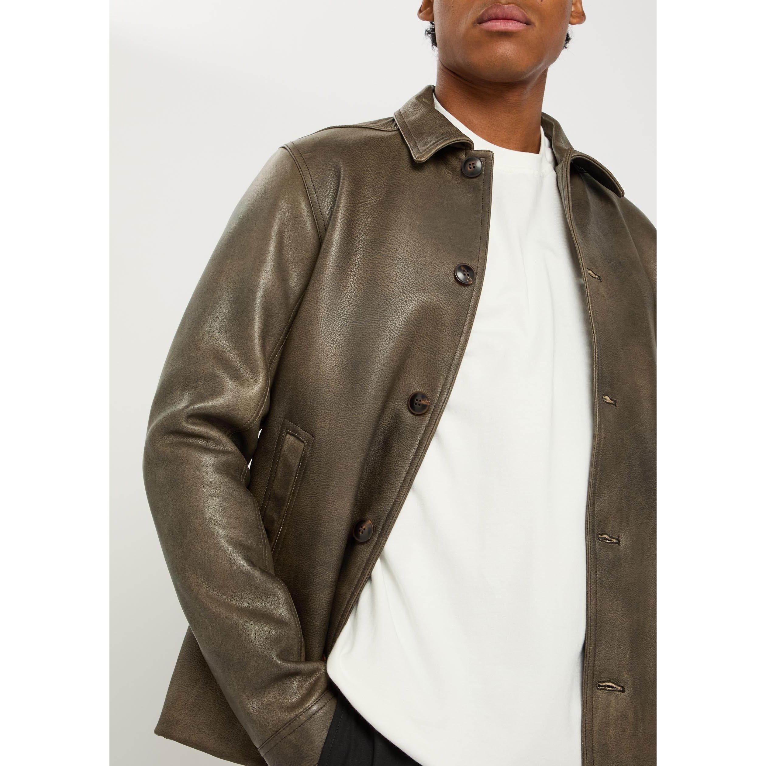 BLACK - Rick Owens - RO IN PELLE BUTTONED BRAD JACK - 4
