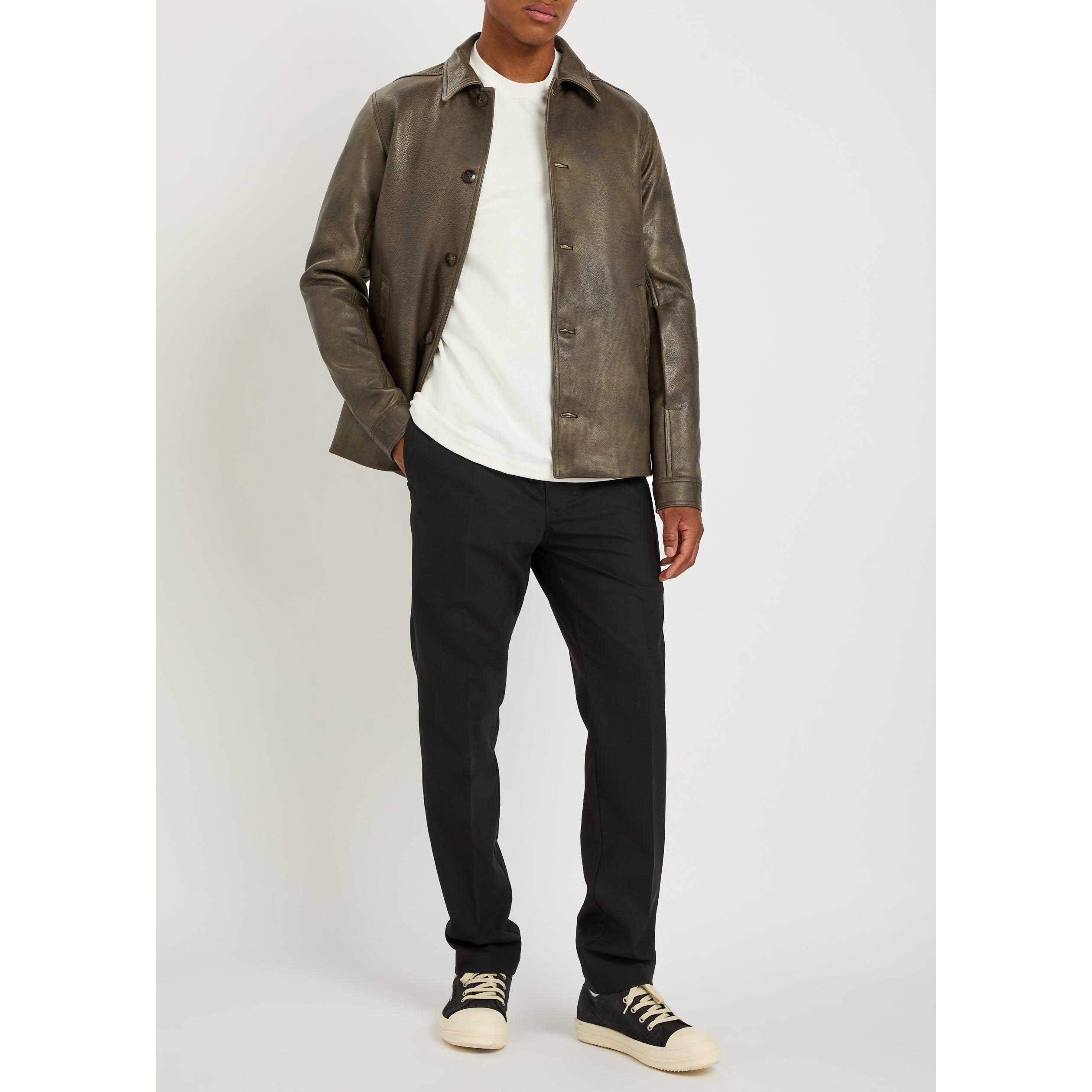 BLACK - Rick Owens - RO IN PELLE BUTTONED BRAD JACK - 5