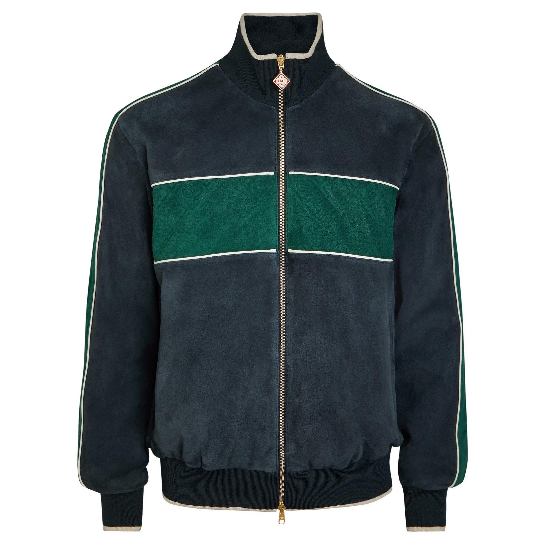 NAVY - Casablanca - Men's Suede Slim-Fit Track Jacket - 1