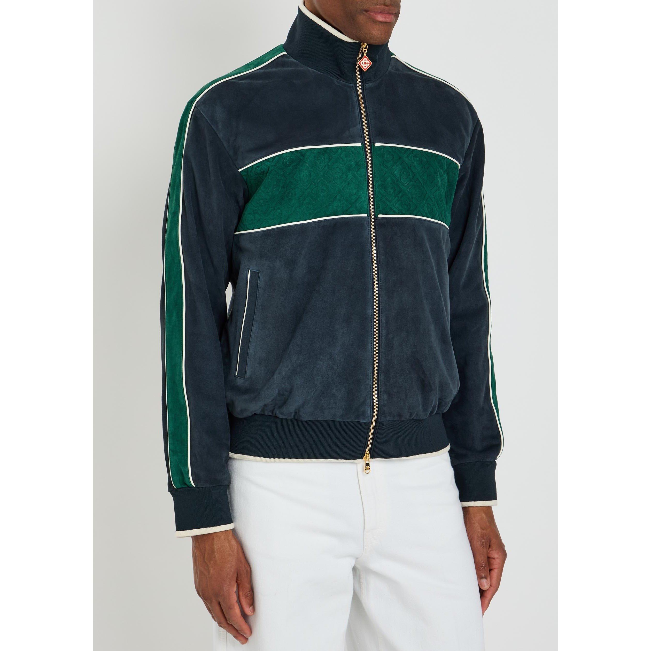 NAVY - Casablanca - Men's Suede Slim-Fit Track Jacket - 2