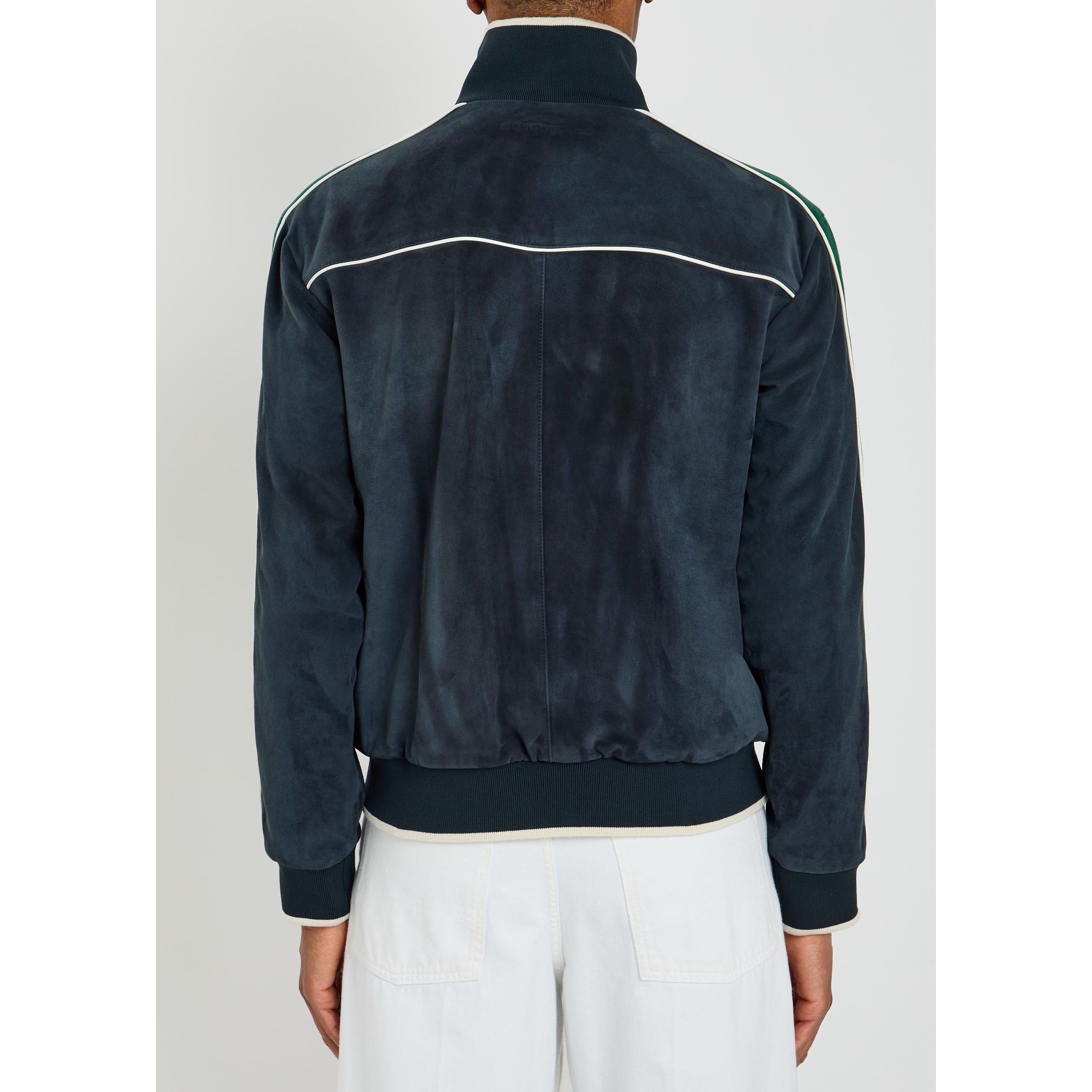 NAVY - Casablanca - Men's Suede Slim-Fit Track Jacket - 3