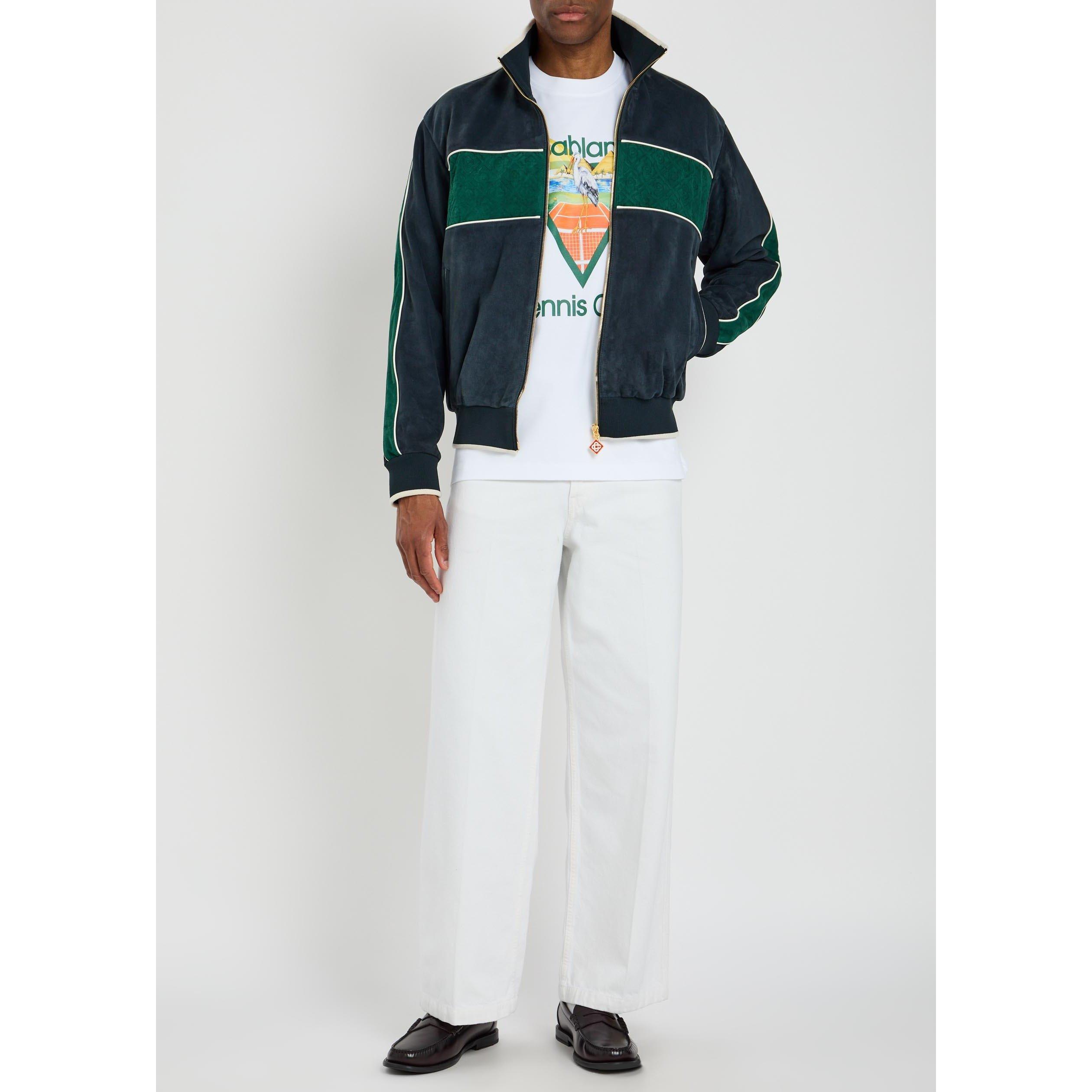NAVY - Casablanca - Men's Suede Slim-Fit Track Jacket - 5