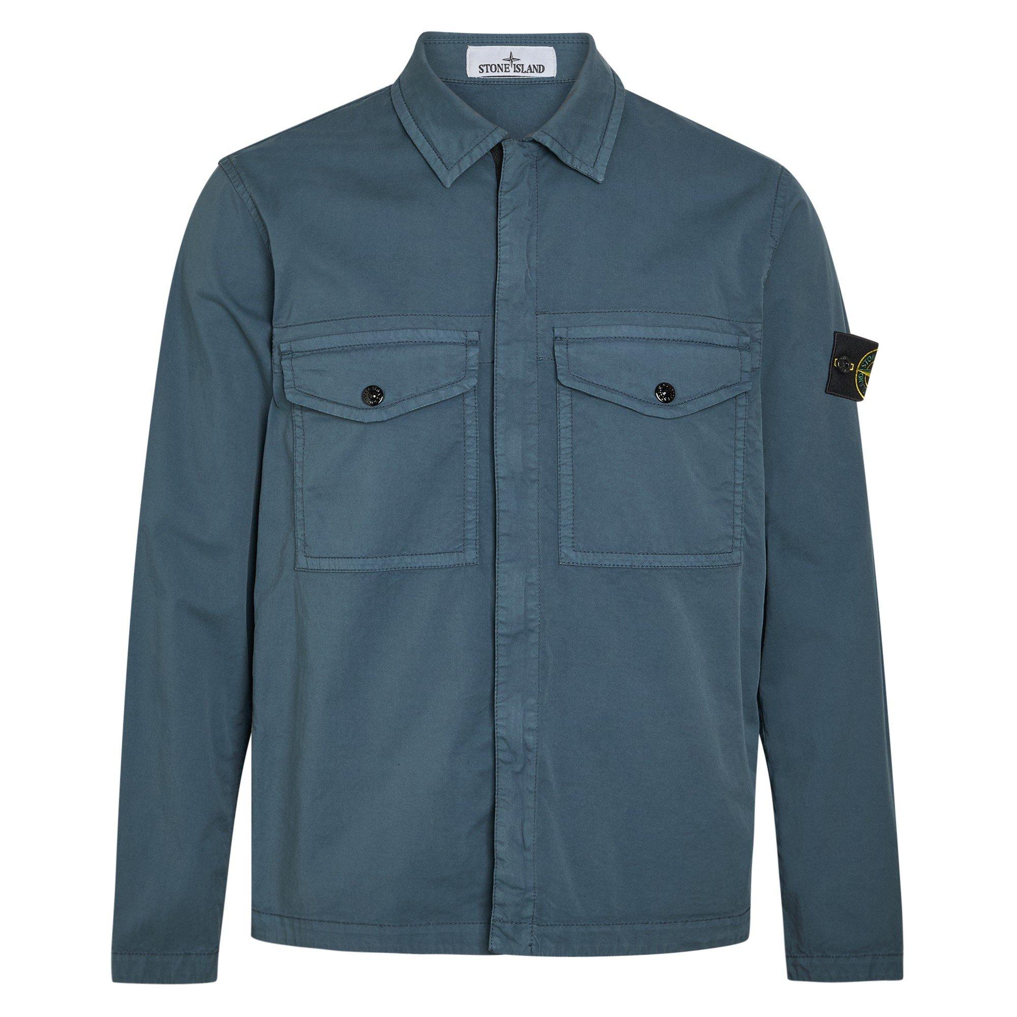 BLUE DARK - Stone Island - Men's SI Badge Cotton Overshirt - 1