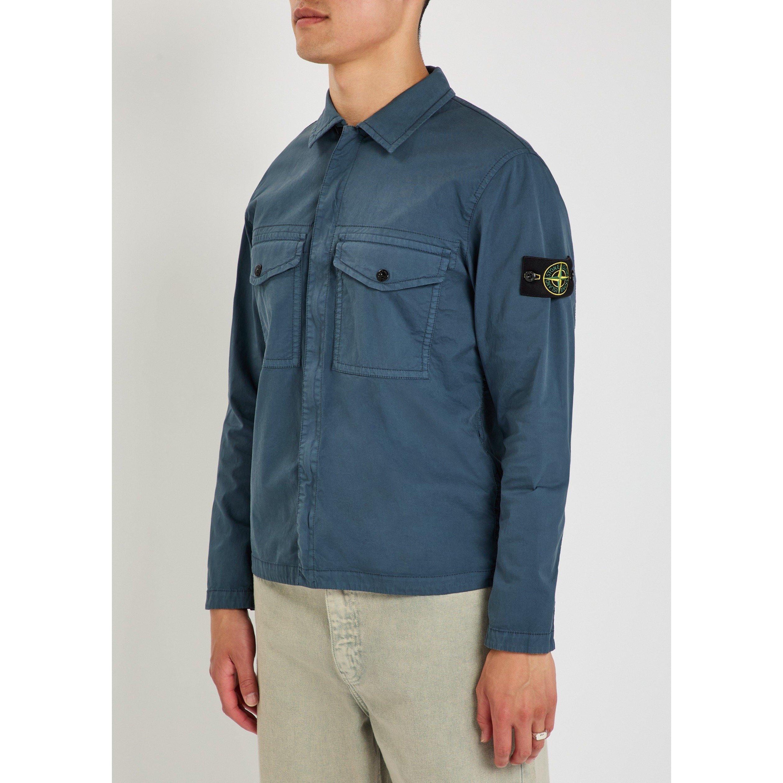 BLUE DARK - Stone Island - Men's SI Badge Cotton Overshirt - 2