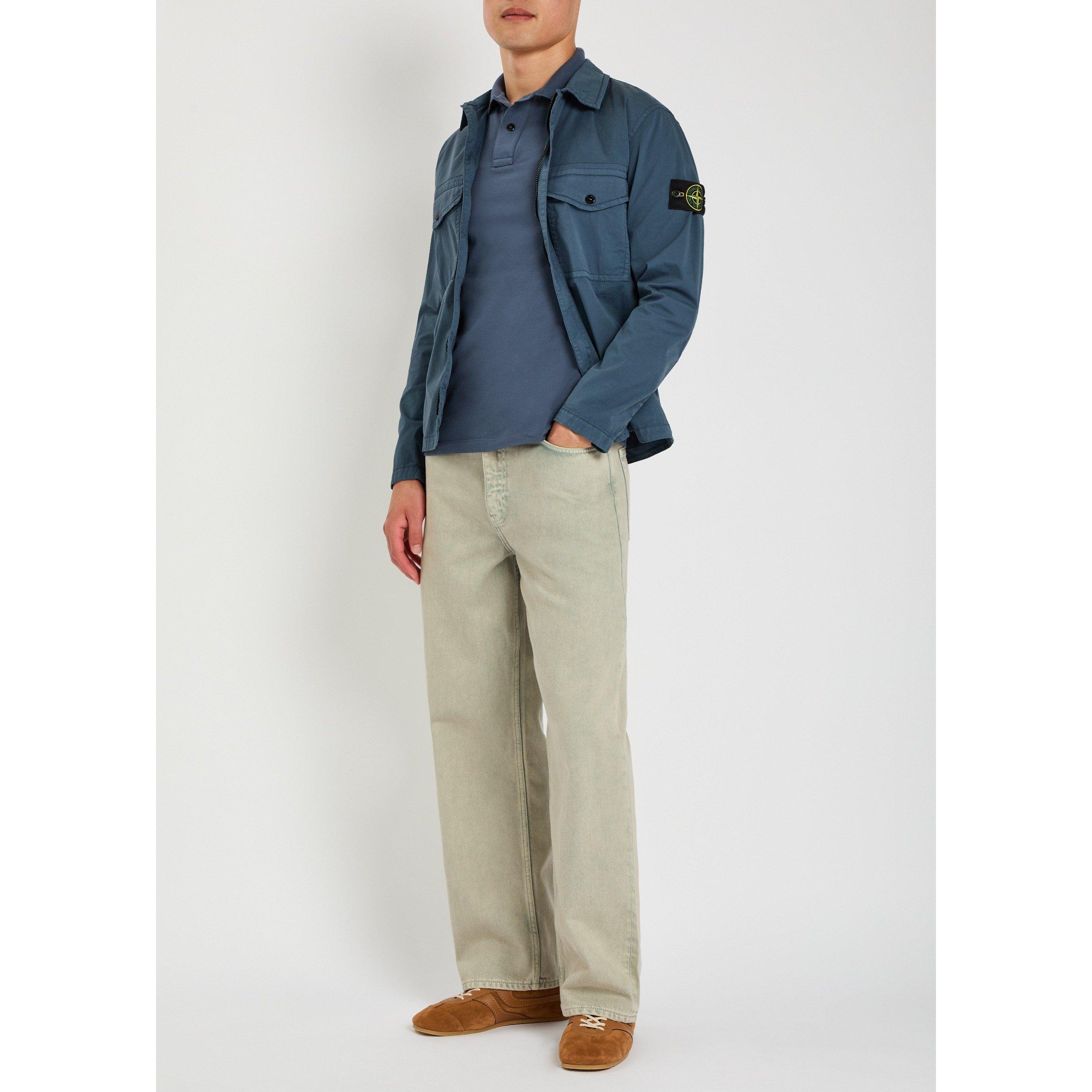 BLUE DARK - Stone Island - Men's SI Badge Cotton Overshirt - 5