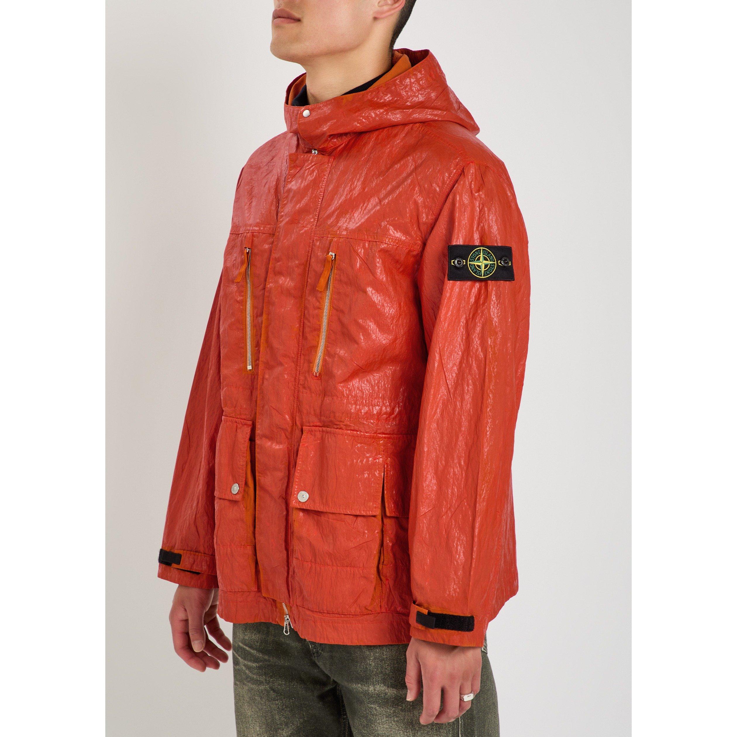 ORANGE - Stone Island - SI SLICK NYLON HOOD JACKET - 2