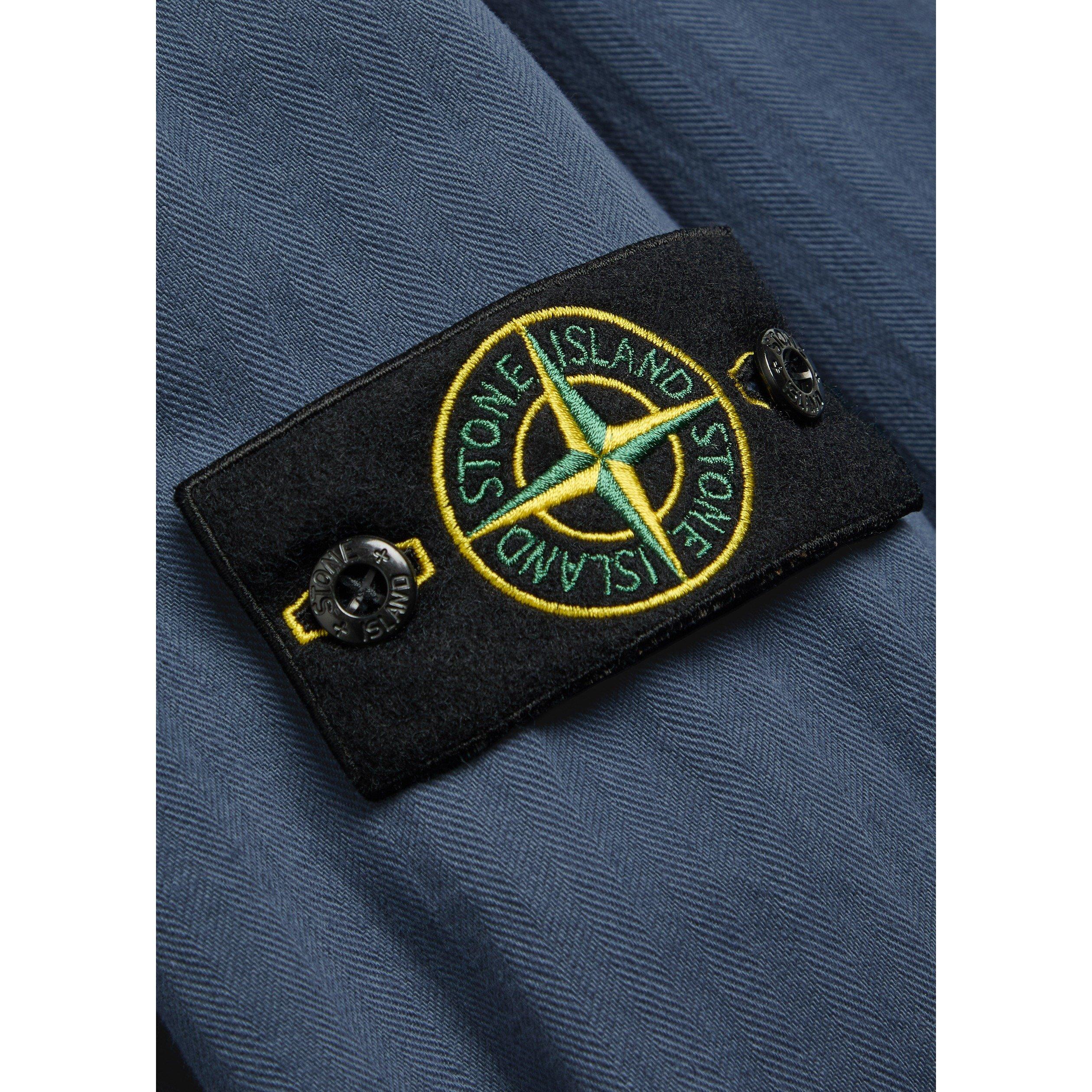 BLUE DARK - Stone Island - Men's Herringbone Cotton Relaxed-Fit Overshirt - 4