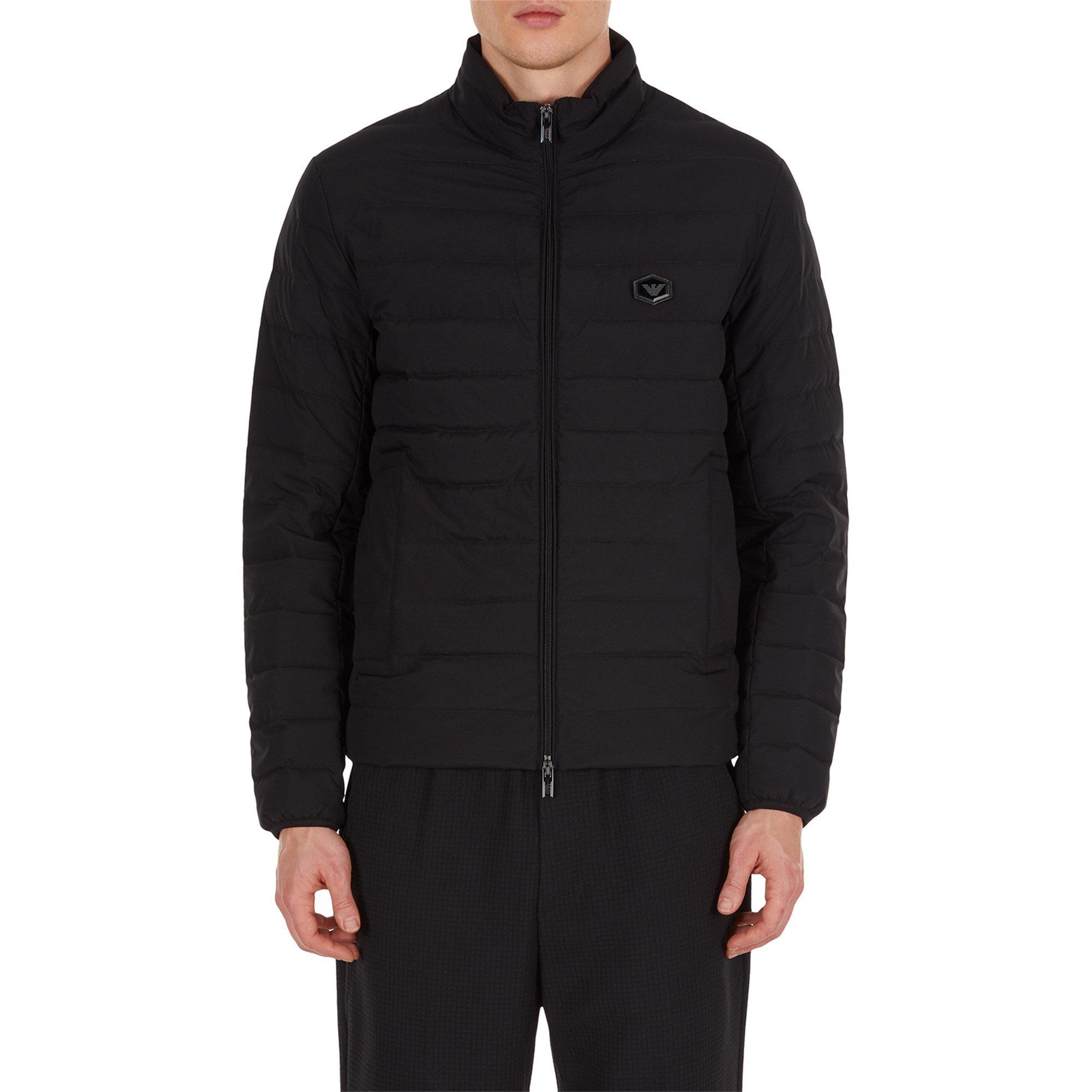 Black 0999 - Emporio Armani - Men's Logo Water Resistant Down Short Puffer Jacket - 3