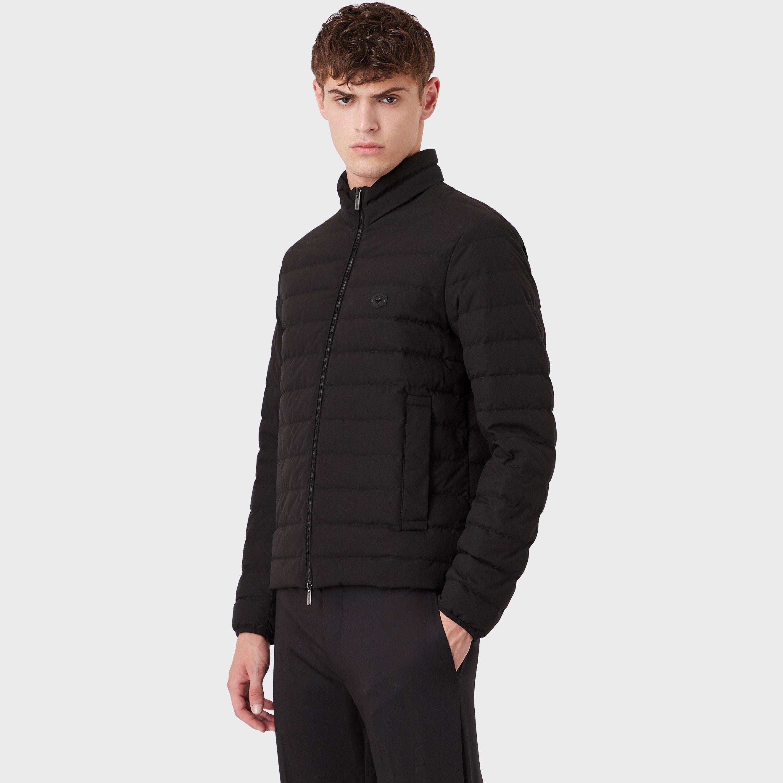 Black 0999 - Emporio Armani - Men's Logo Water Resistant Down Short Puffer Jacket - 4
