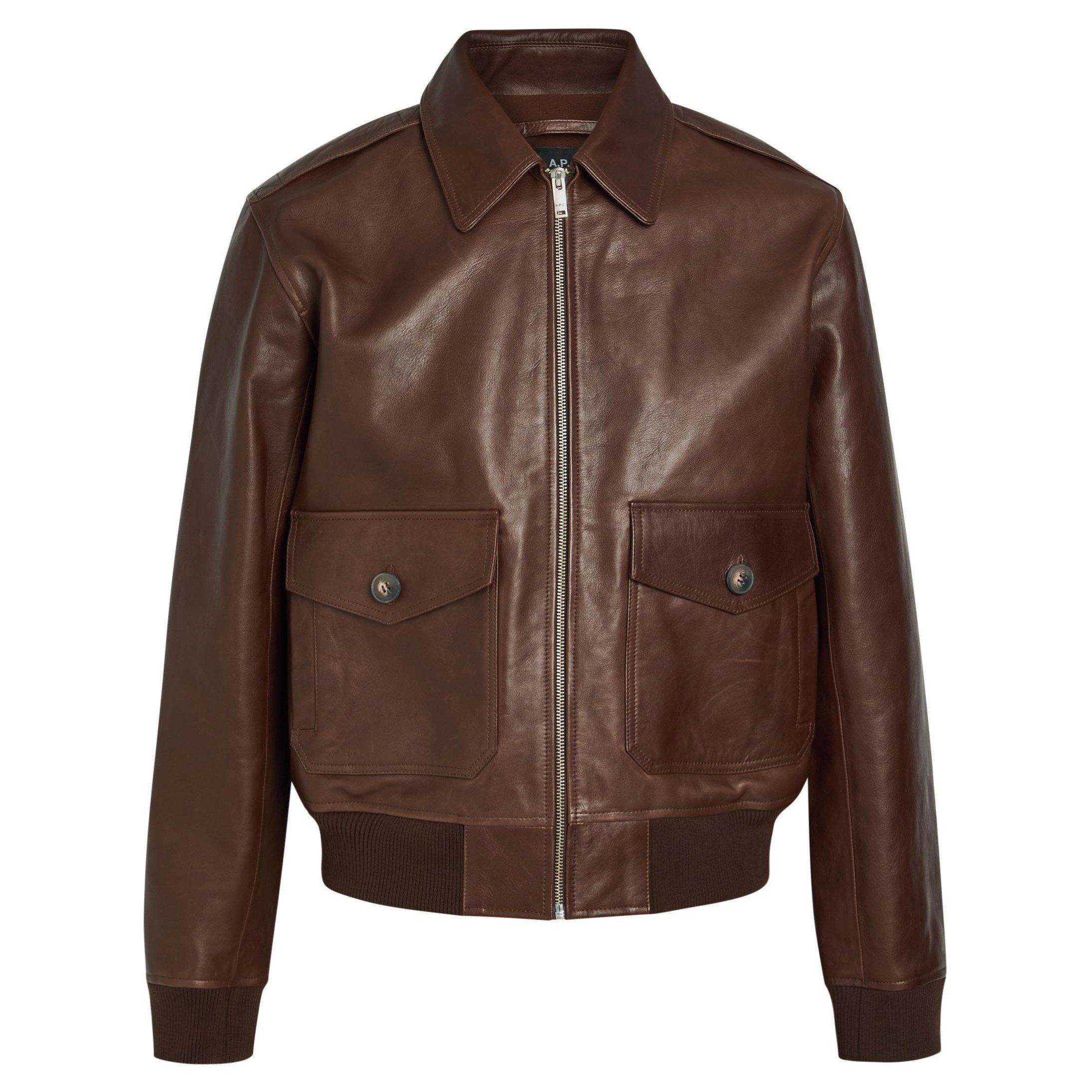 BROWN - APC - Men's Oversized-Fit Leather Jacket - 1