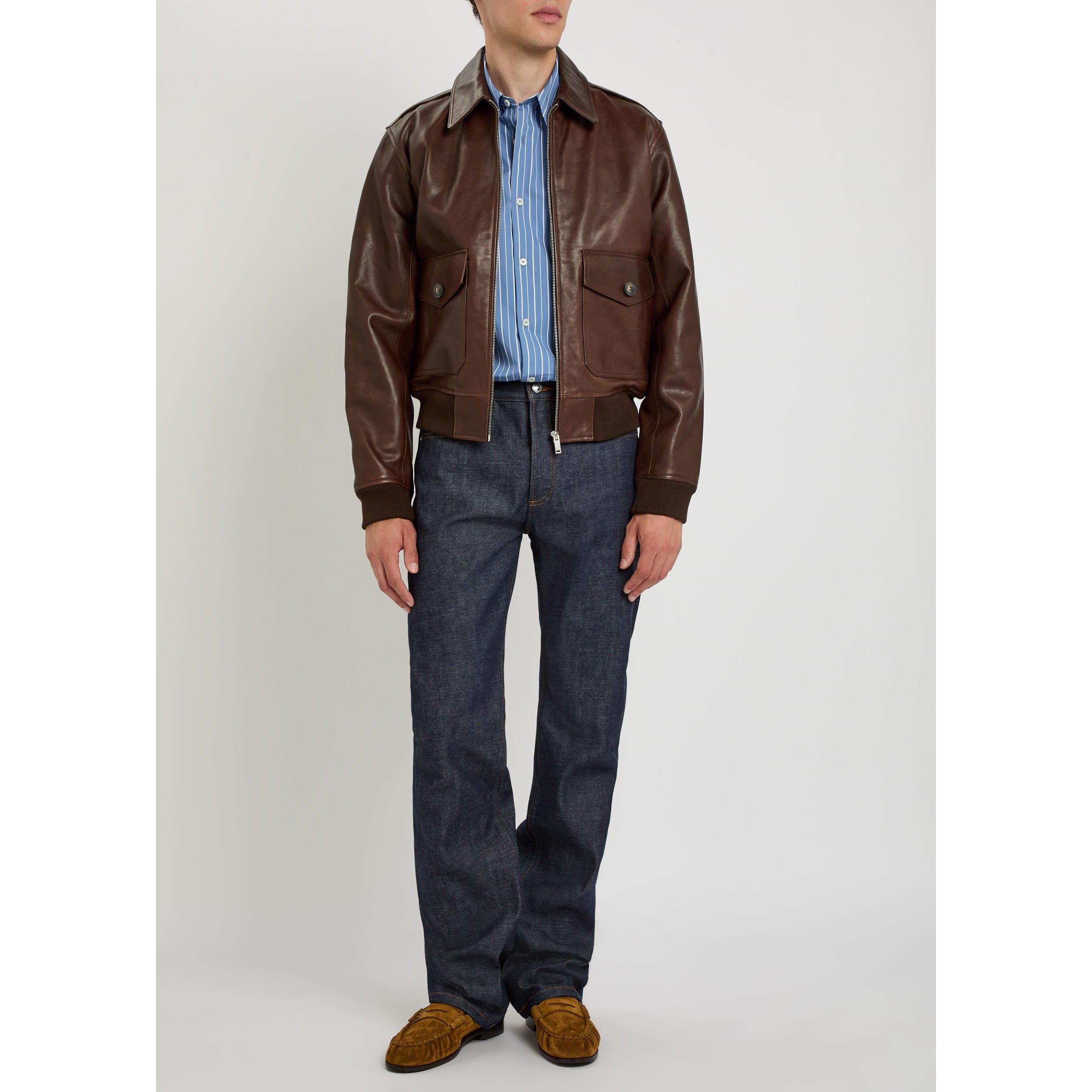 BROWN - APC - Men's Oversized-Fit Leather Jacket - 5