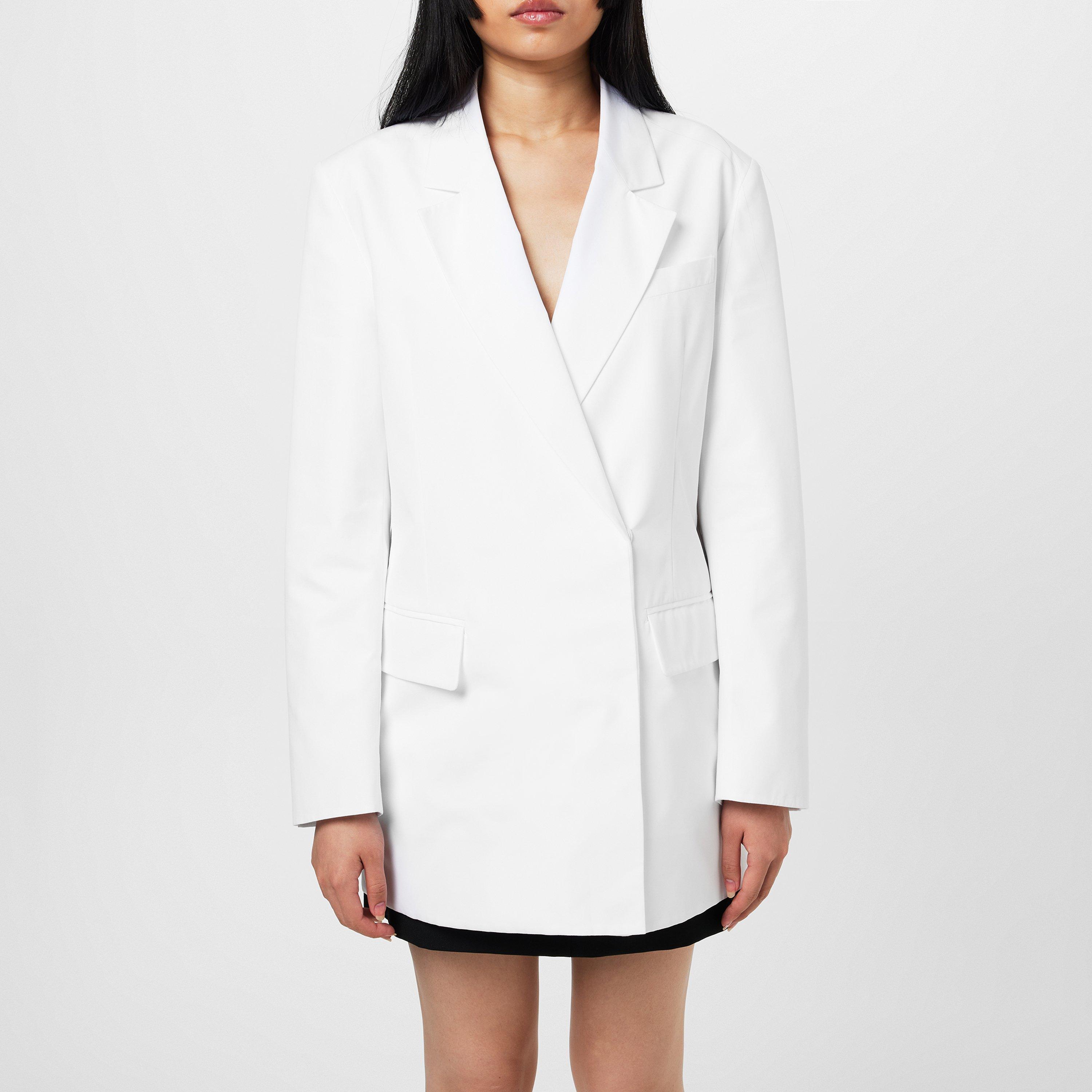 Bianco Ottico - Valentino - Women's Double Breasted Cotton Long Sleeve Blazer - 1