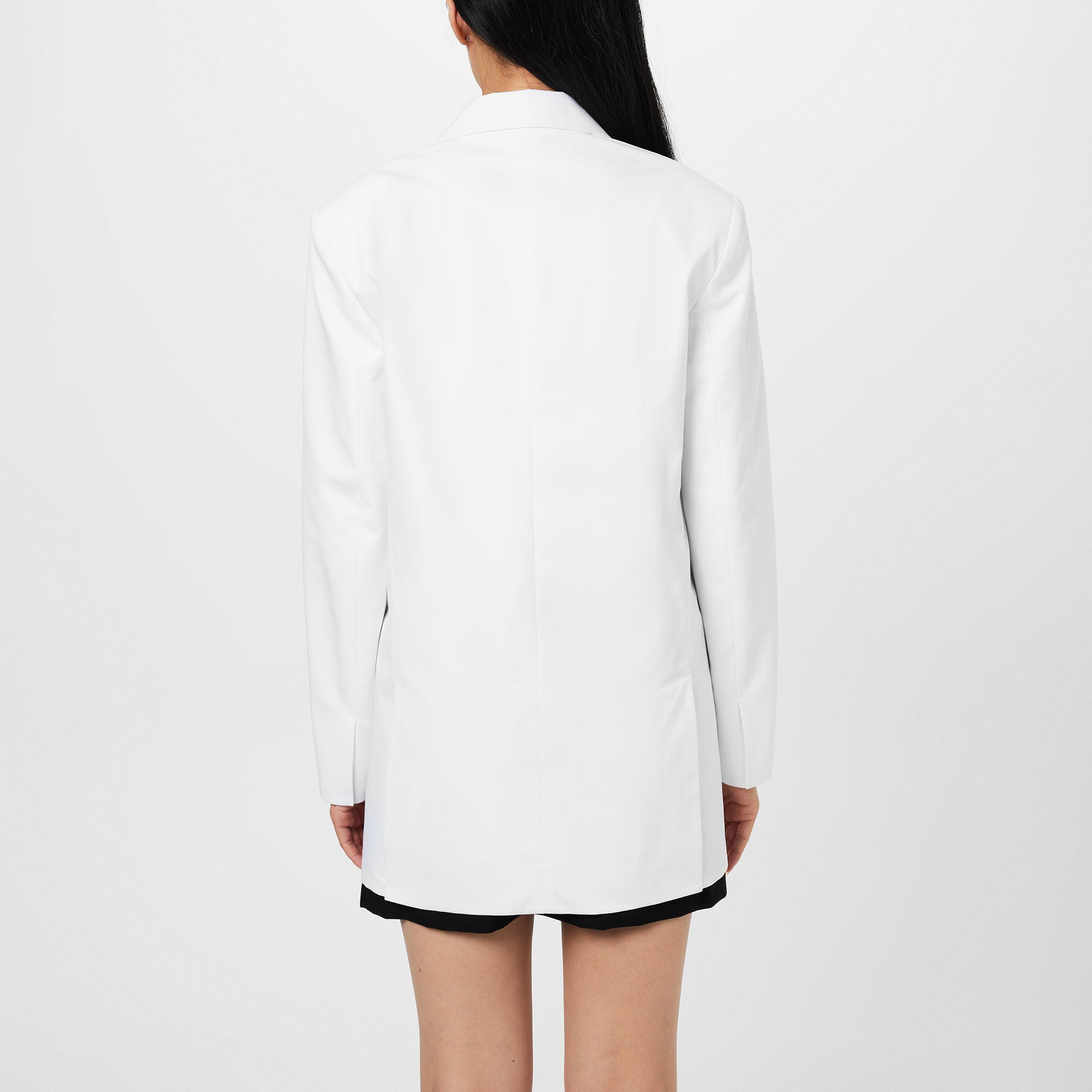 Bianco Ottico - Valentino - Women's Double Breasted Cotton Long Sleeve Blazer - 3