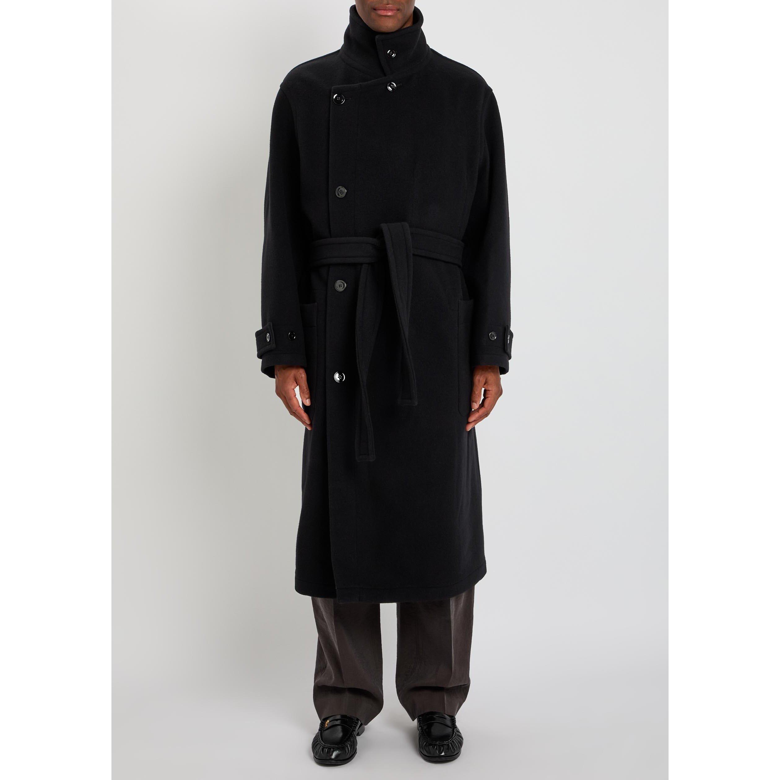 BLACK - Lemaire - Men's Wool Wrap Coat - 2