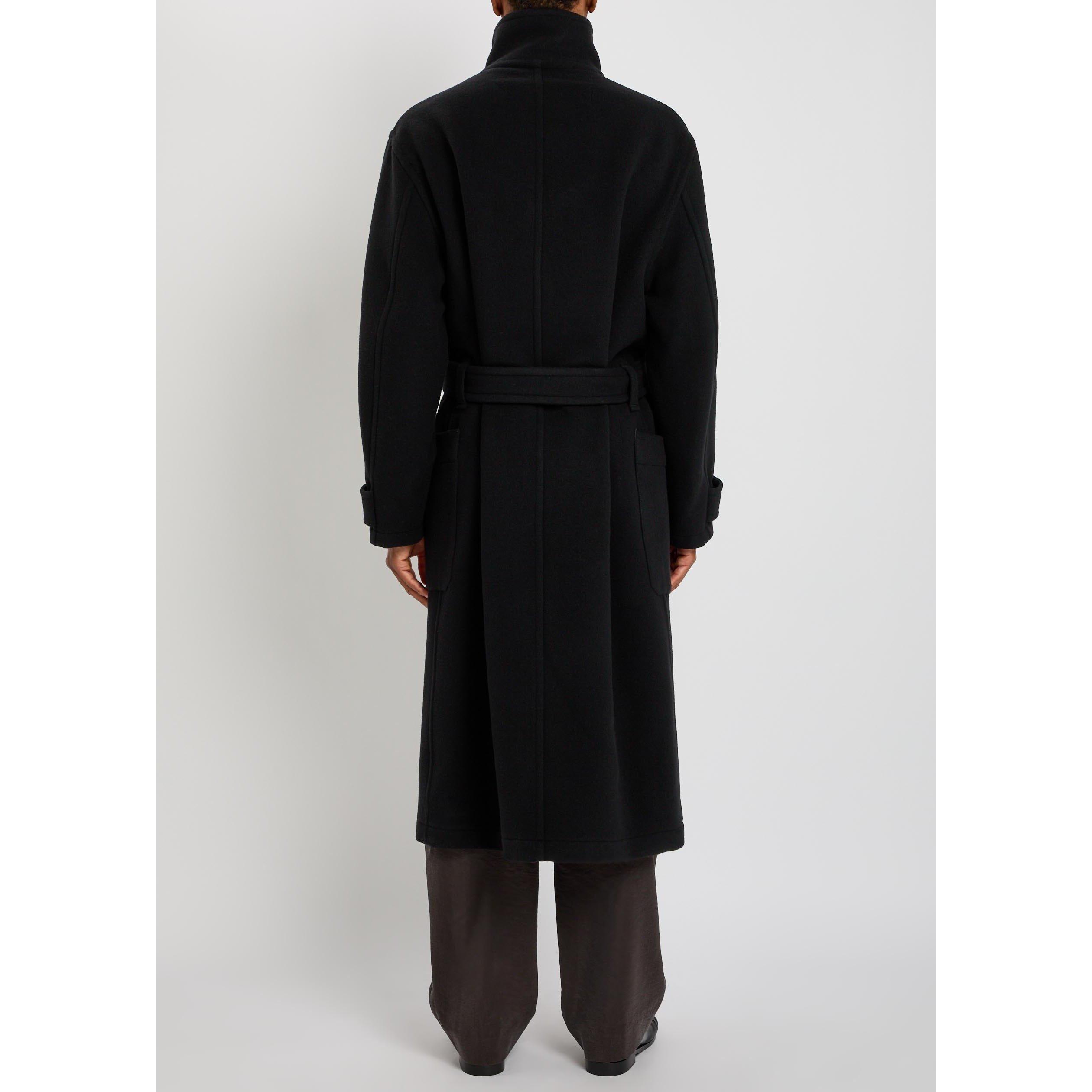 BLACK - Lemaire - Men's Wool Wrap Coat - 3