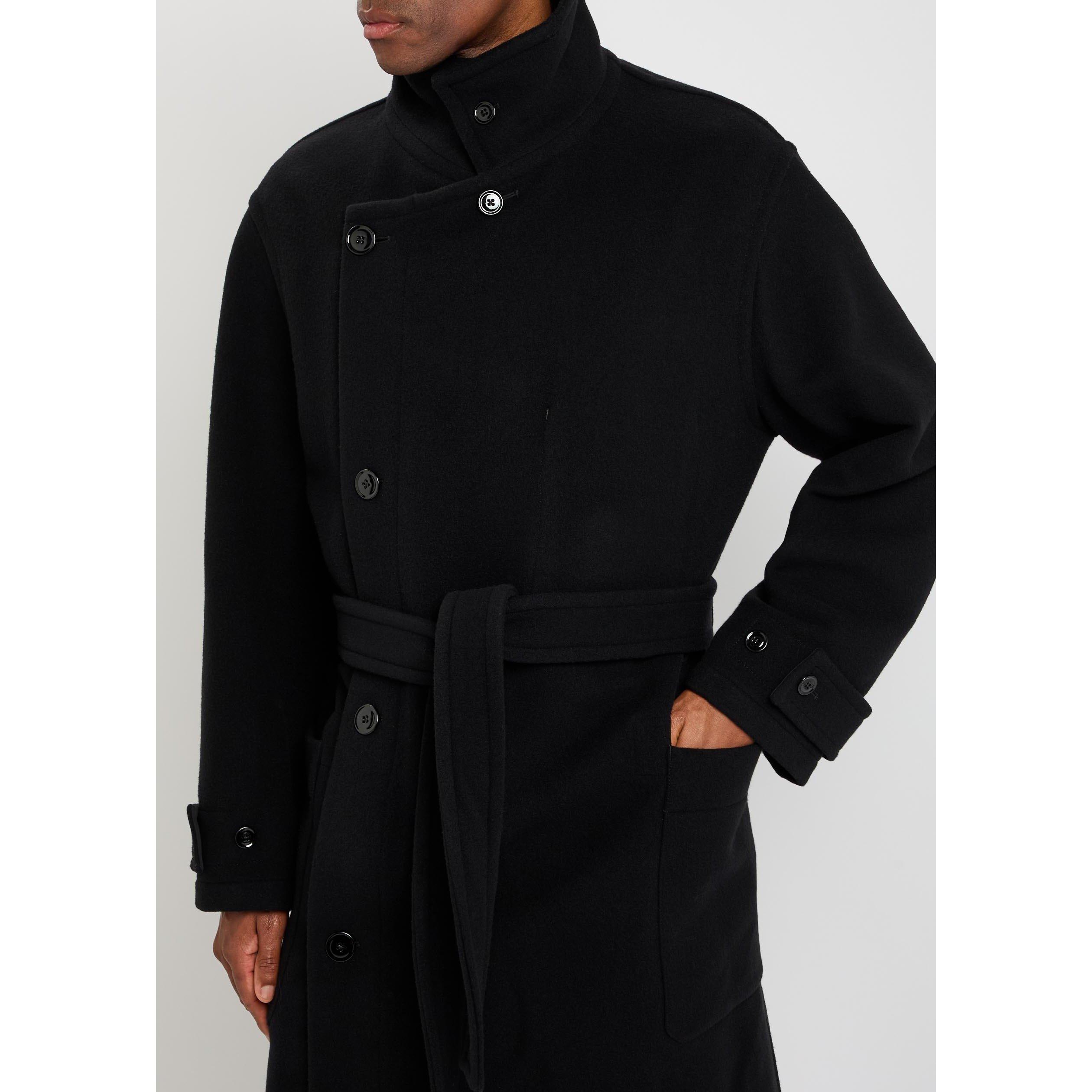 BLACK - Lemaire - Men's Wool Wrap Coat - 4