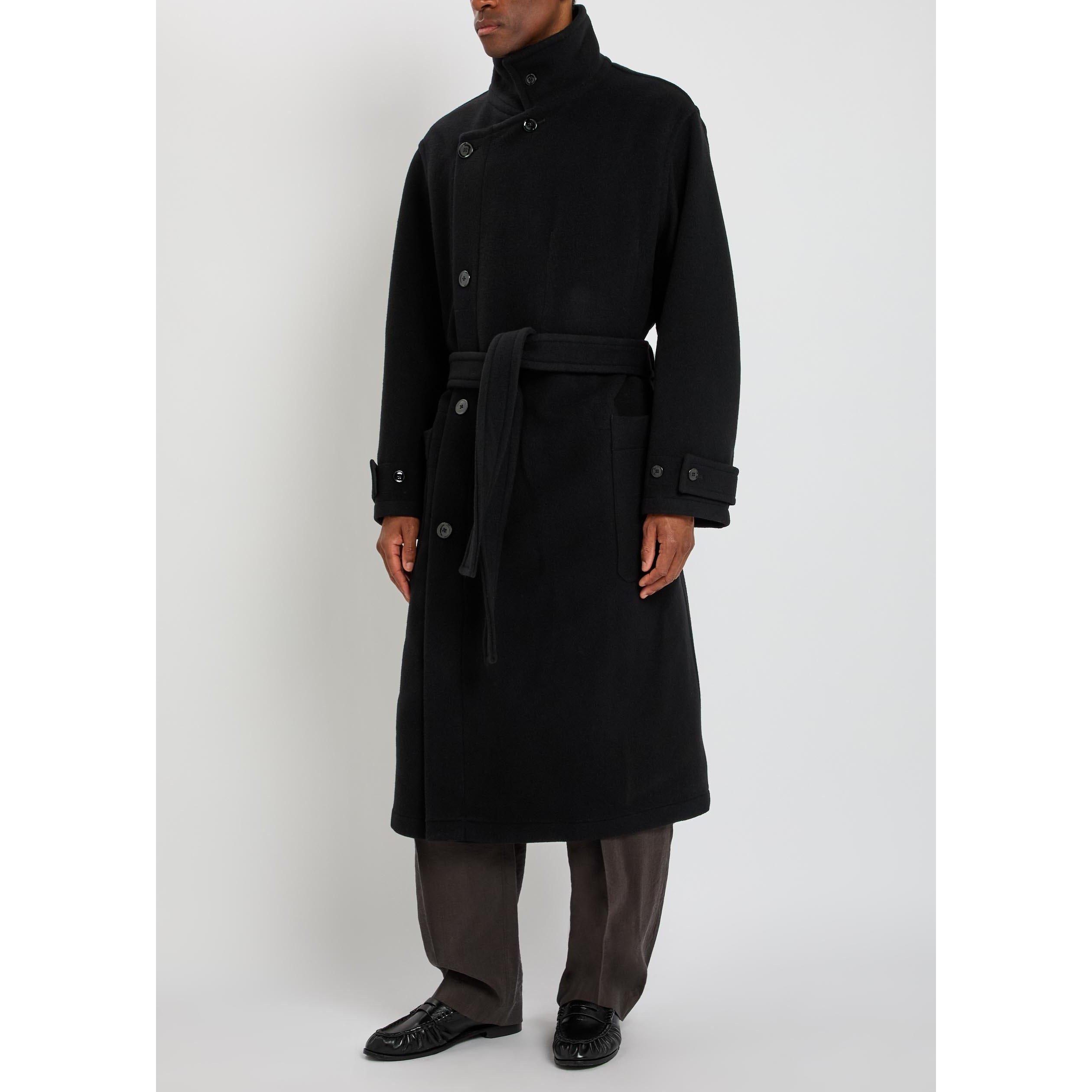 BLACK - Lemaire - Men's Wool Wrap Coat - 5