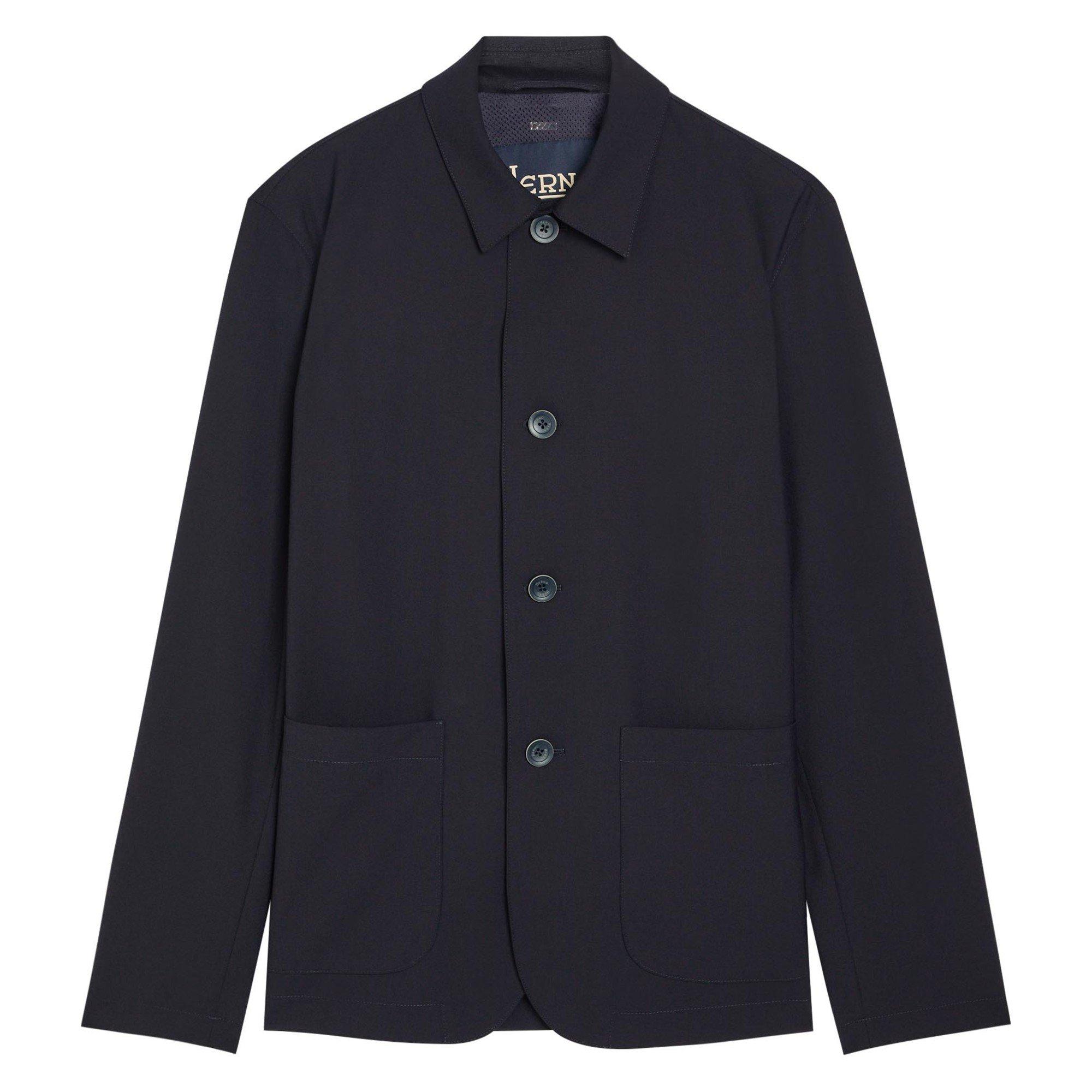 NAVY - Herno - Men's Long-Sleeve Stretch Wool Overshirt - 1