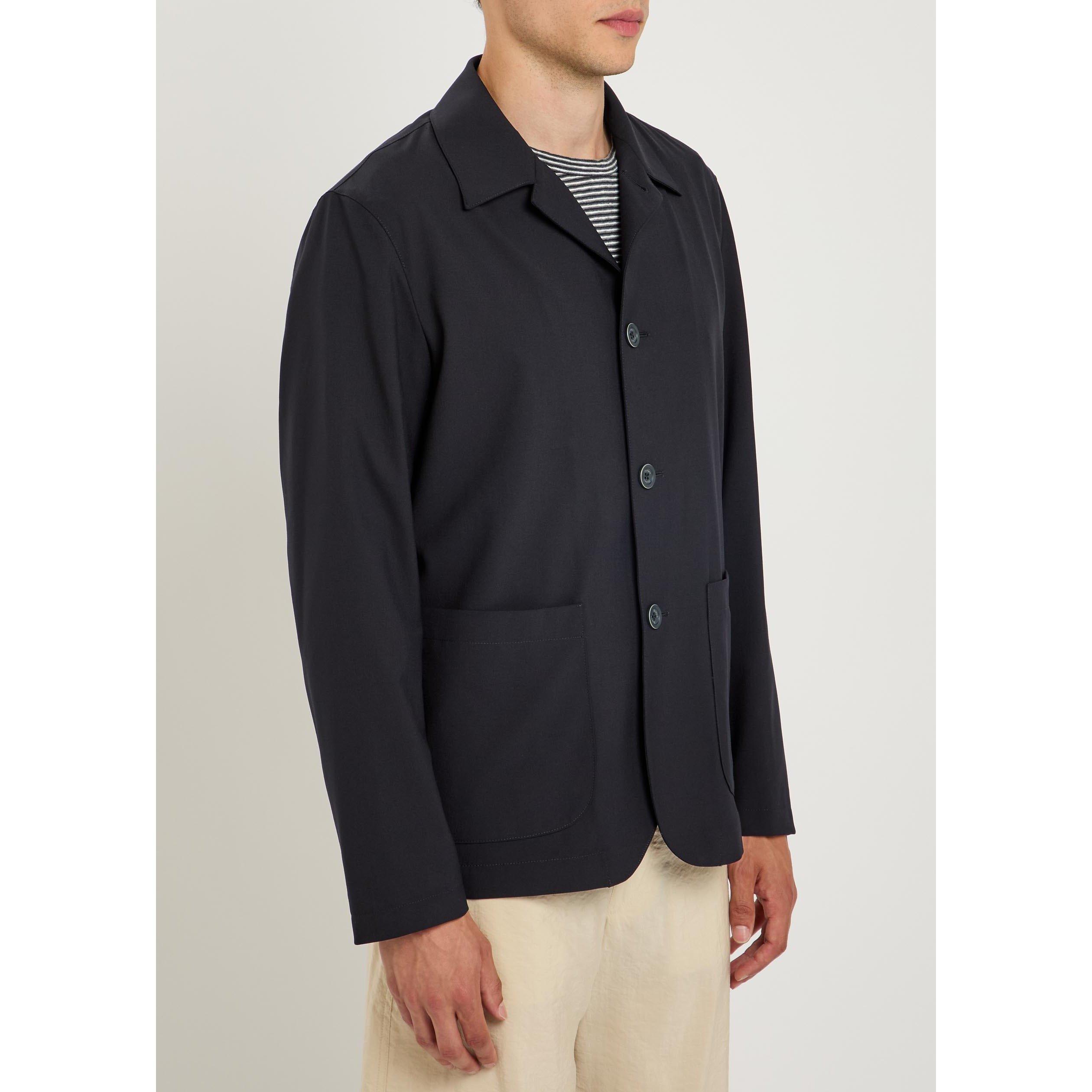 NAVY - Herno - Men's Long-Sleeve Stretch Wool Overshirt - 2