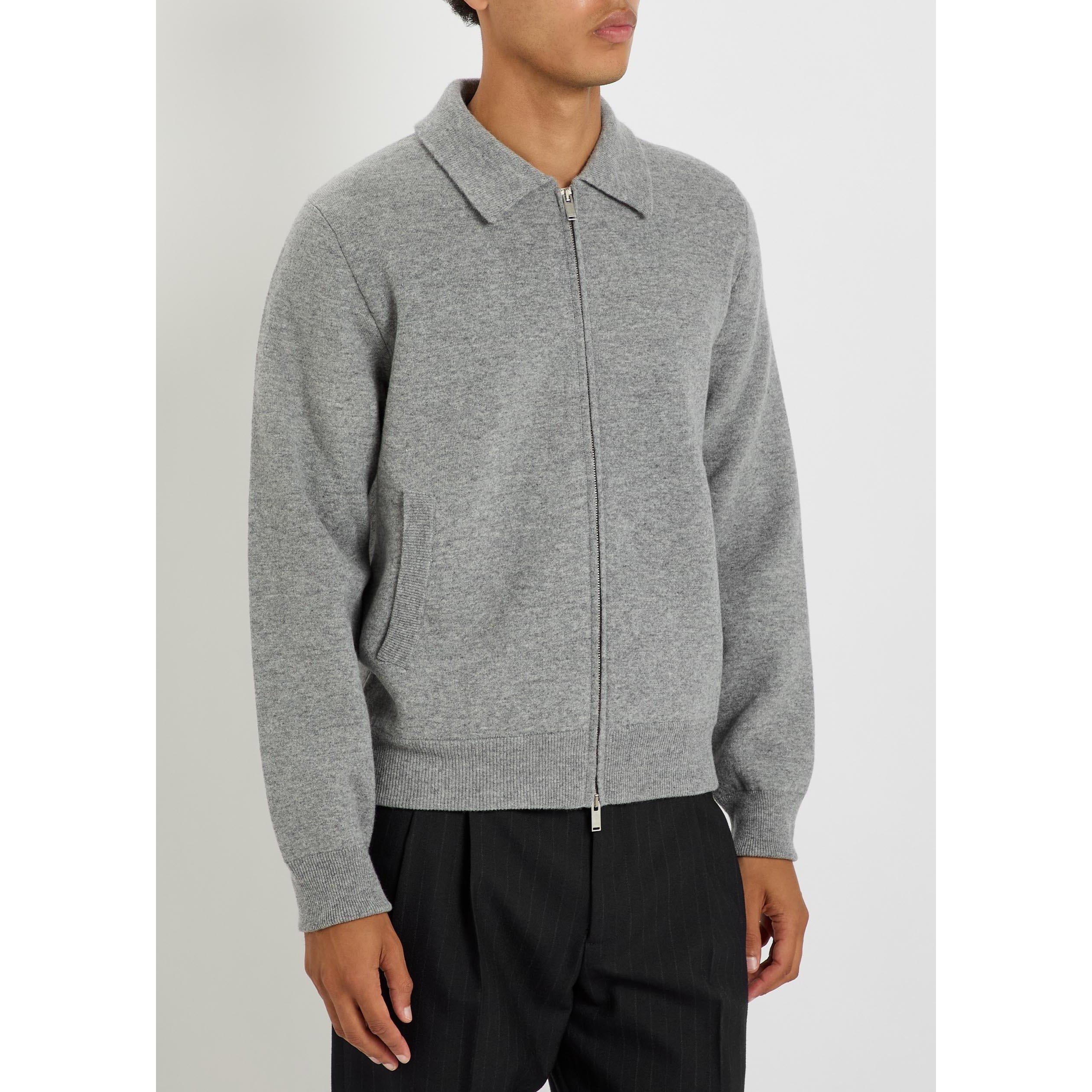 GREY - Lardini - Men's Wool Bomber Jacket - 2