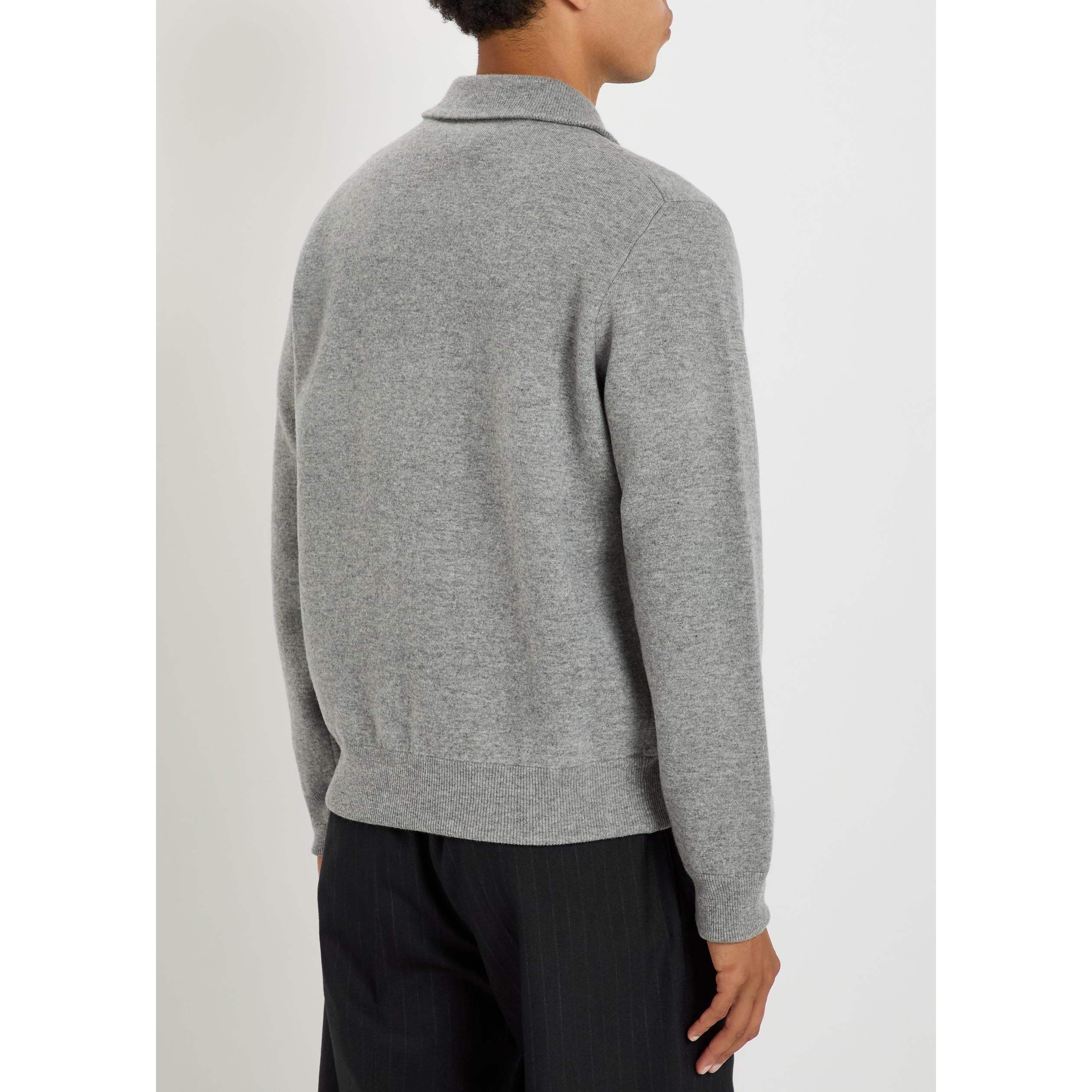 GREY - Lardini - Men's Wool Bomber Jacket - 3