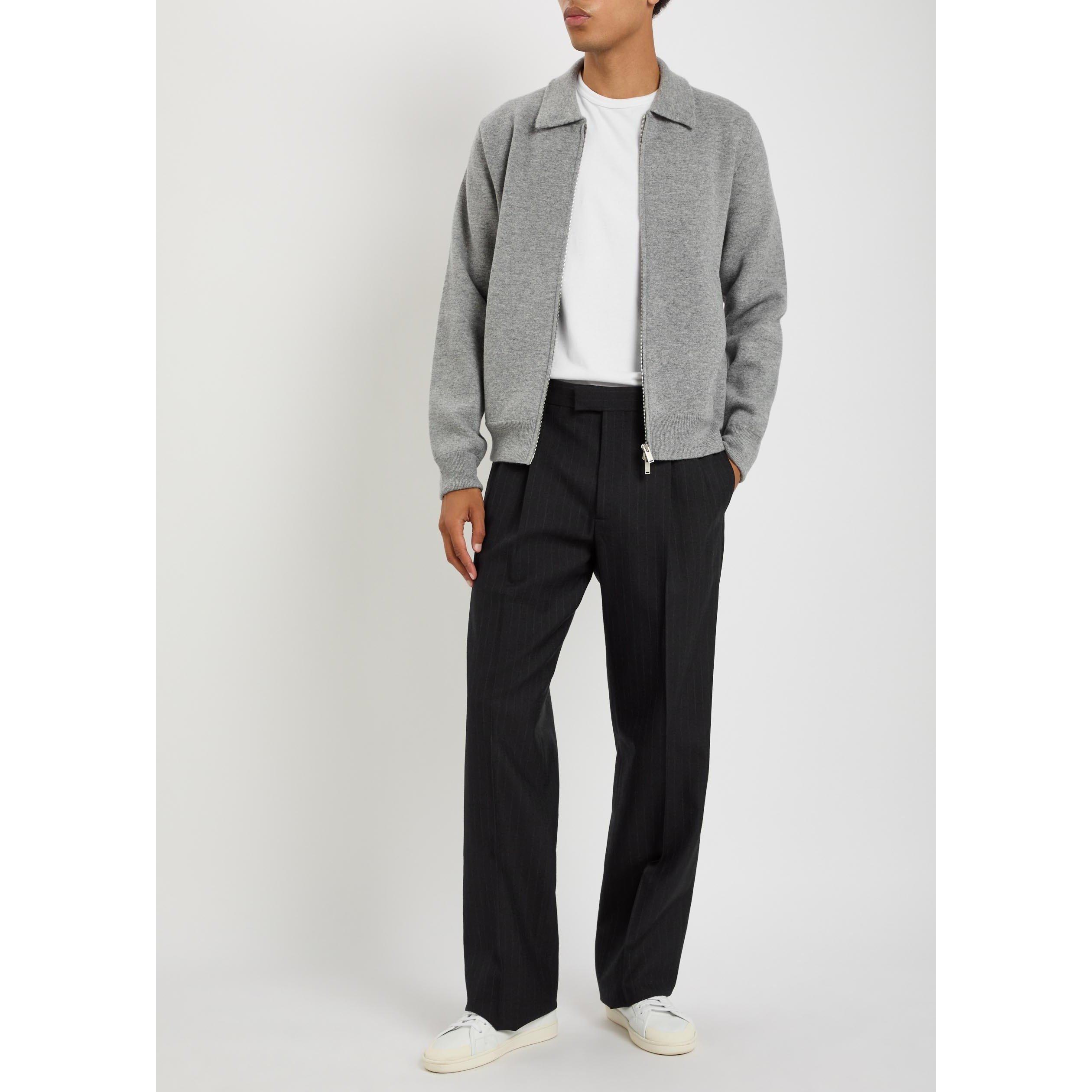 GREY - Lardini - Men's Wool Bomber Jacket - 5